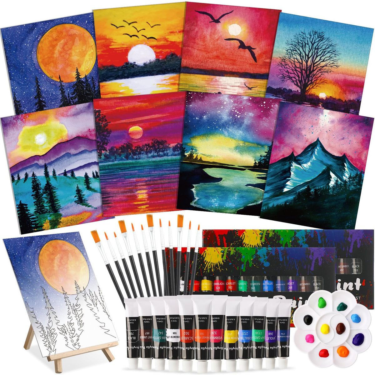Cholemy 36 Pcs Paint and Sip Kit Gift for Adults 8 x10 - Cholemy Official Imagery - 1
