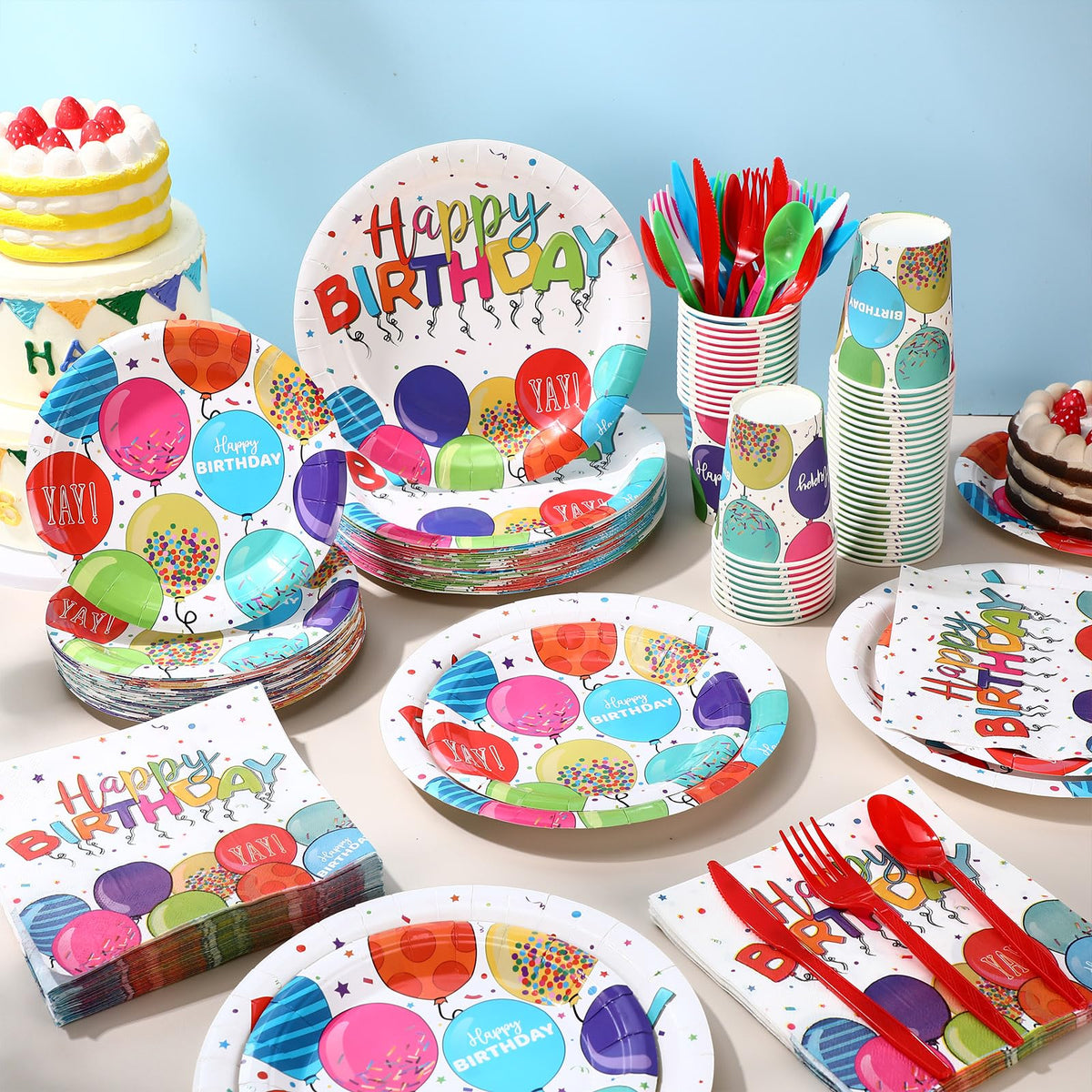 400 Pcs Happy Birthday Party Decorations Disposable Paper - Sunnychicc Official Imagery - 7
