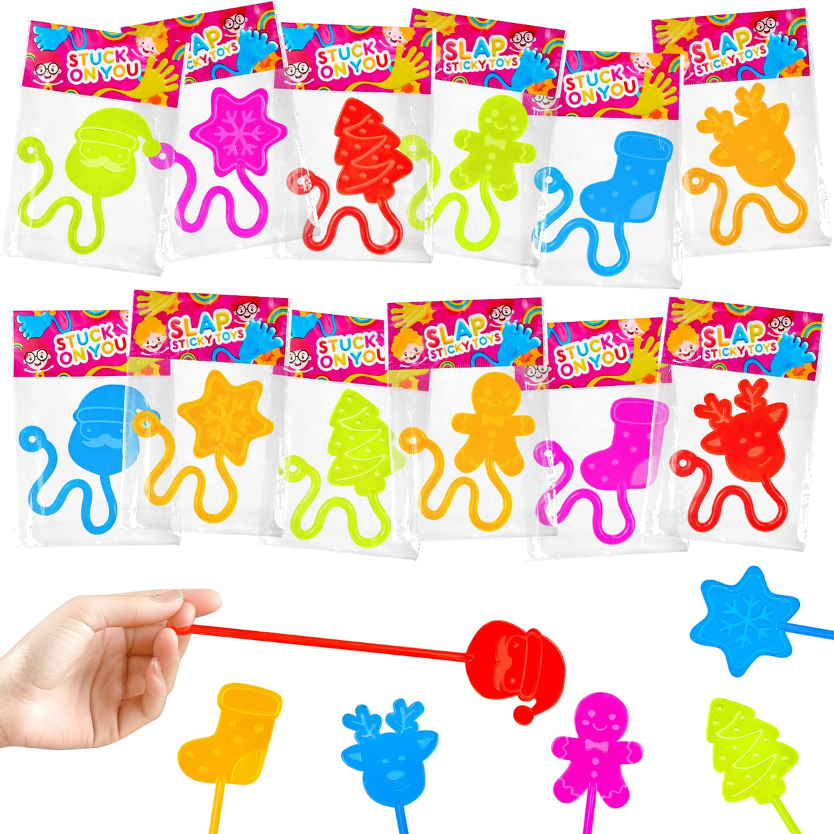 100 PCS Bulk Christmas Sticky Hands Toys Gifts for Toddlers - Wondrus Official Imagery - 1
