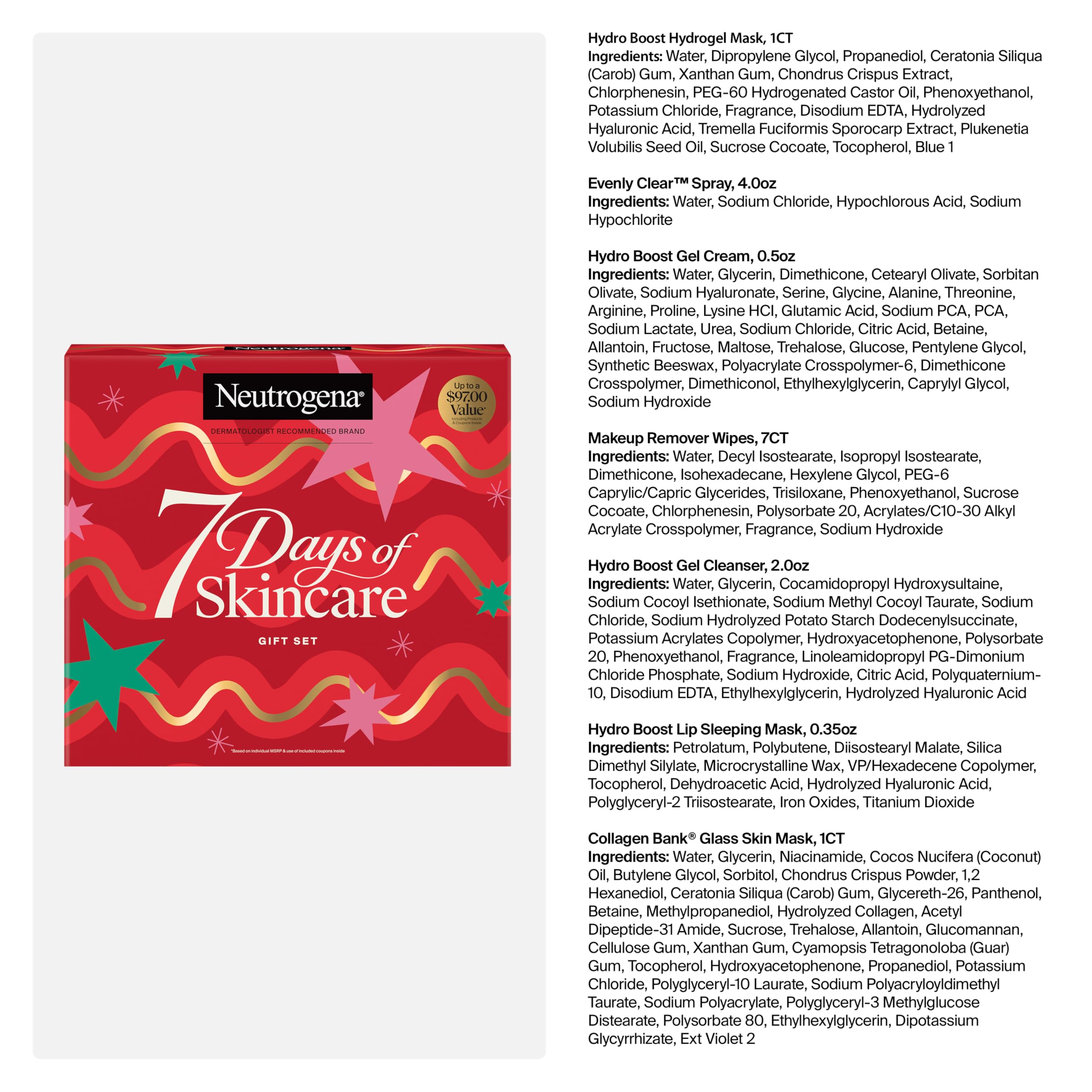 Neutrogena 7 Days of Skincare Holiday Gift Set, 7 Piece Advent - Aveeno