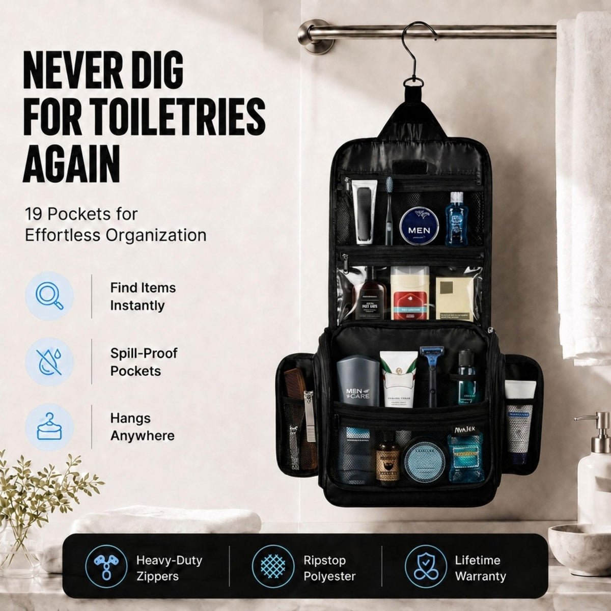 Travel Toiletry Bag for Men - AvaJex Official Imagery - 3