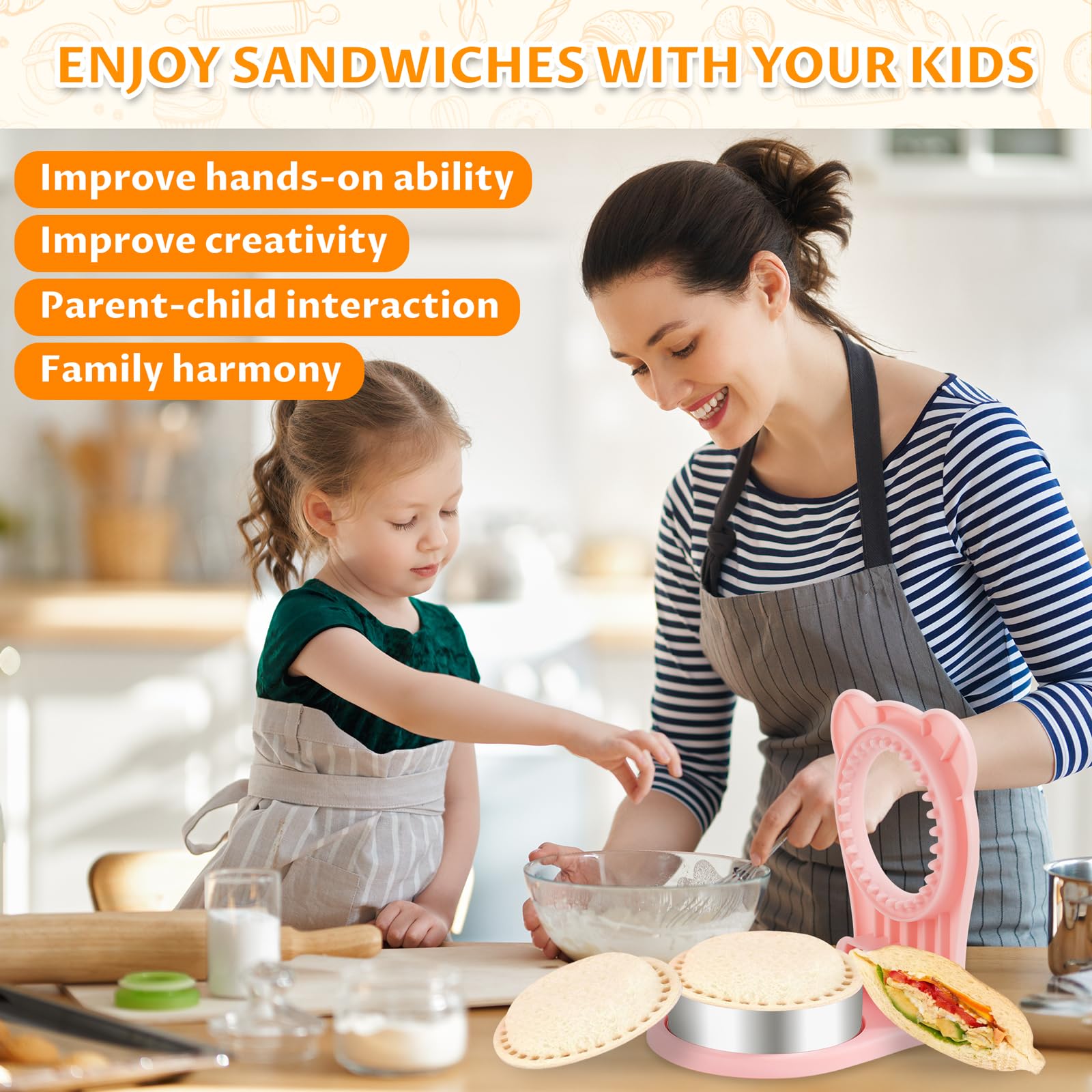 CHICHAUS Uncrustable Sandwich Maker, Sandwich Pocket Circle Shape by CHICHAUS - Angle View 8