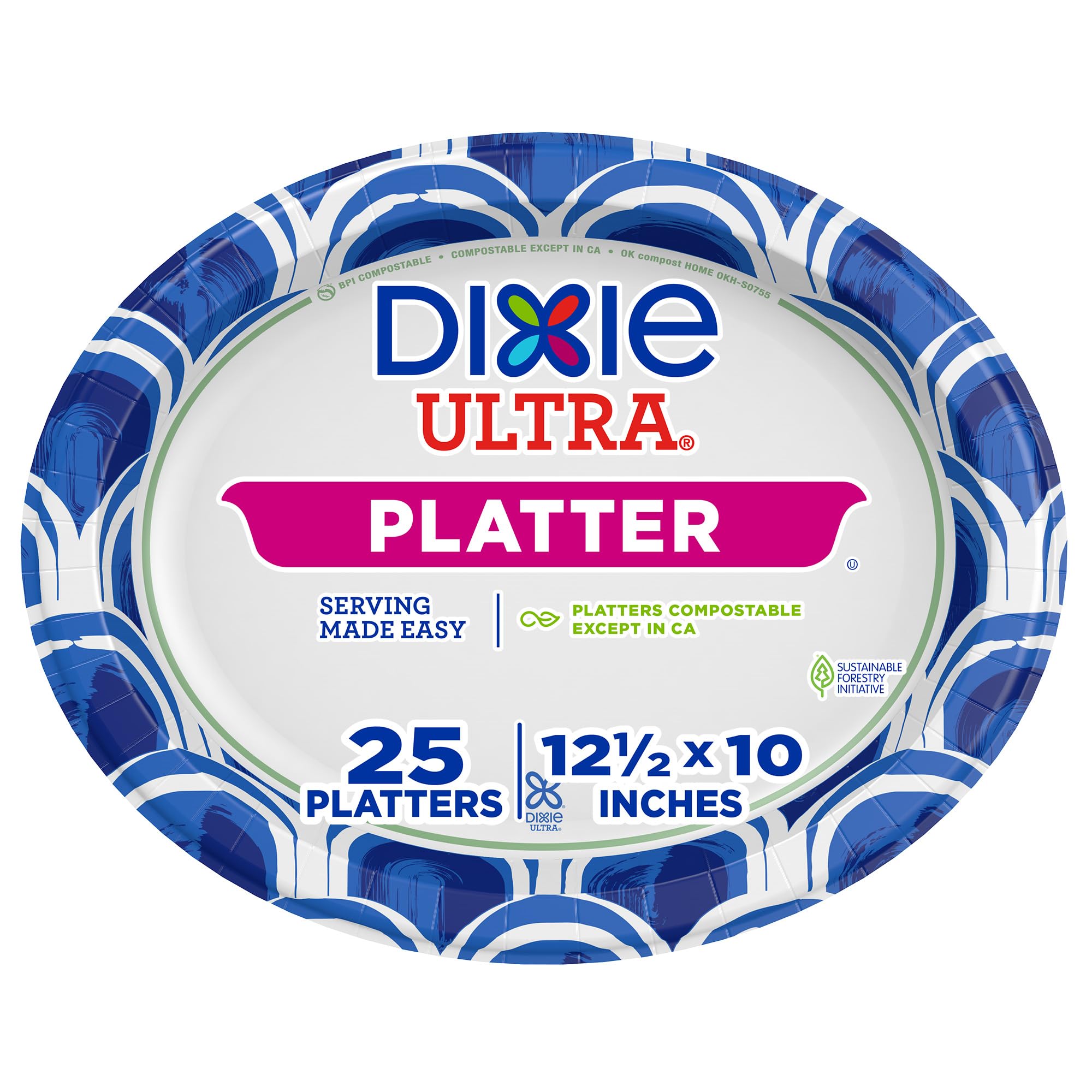 Dixie Ultra Disposable Paper Platters, 10" x 12.5", 25 Count - Product Imagery