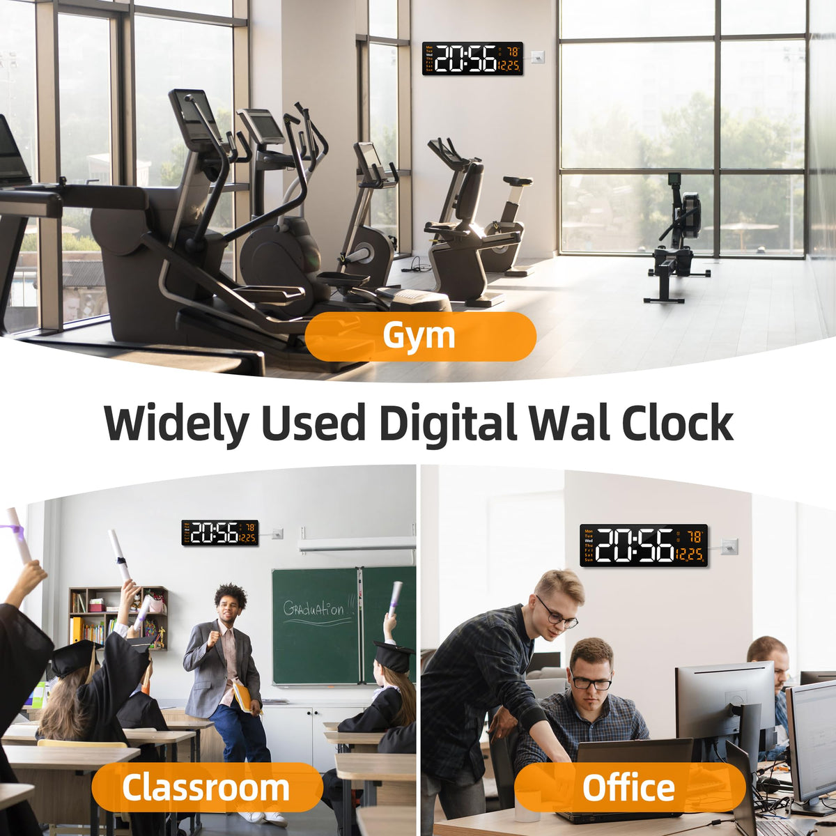 16 2 Digital Wall Clock RGB Remote Dual Alarm Auto - LEIKE Official Imagery - 7
