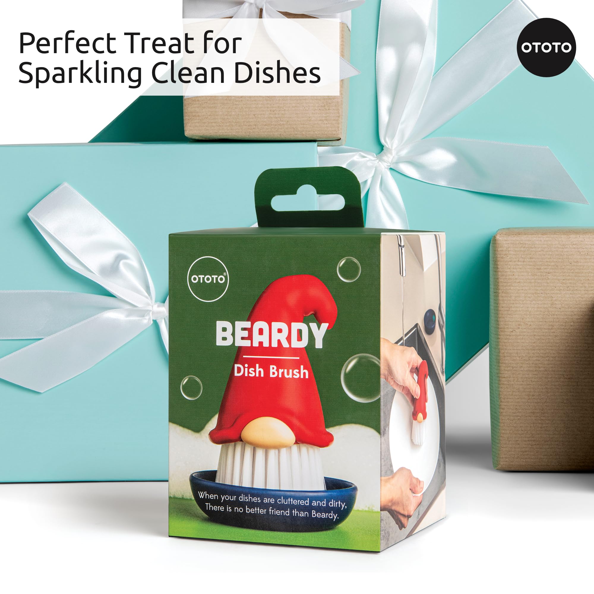 OTOTO Gnome Dish Brush with Handle - Cleaning Brush, Vegetable Brush, - View 7