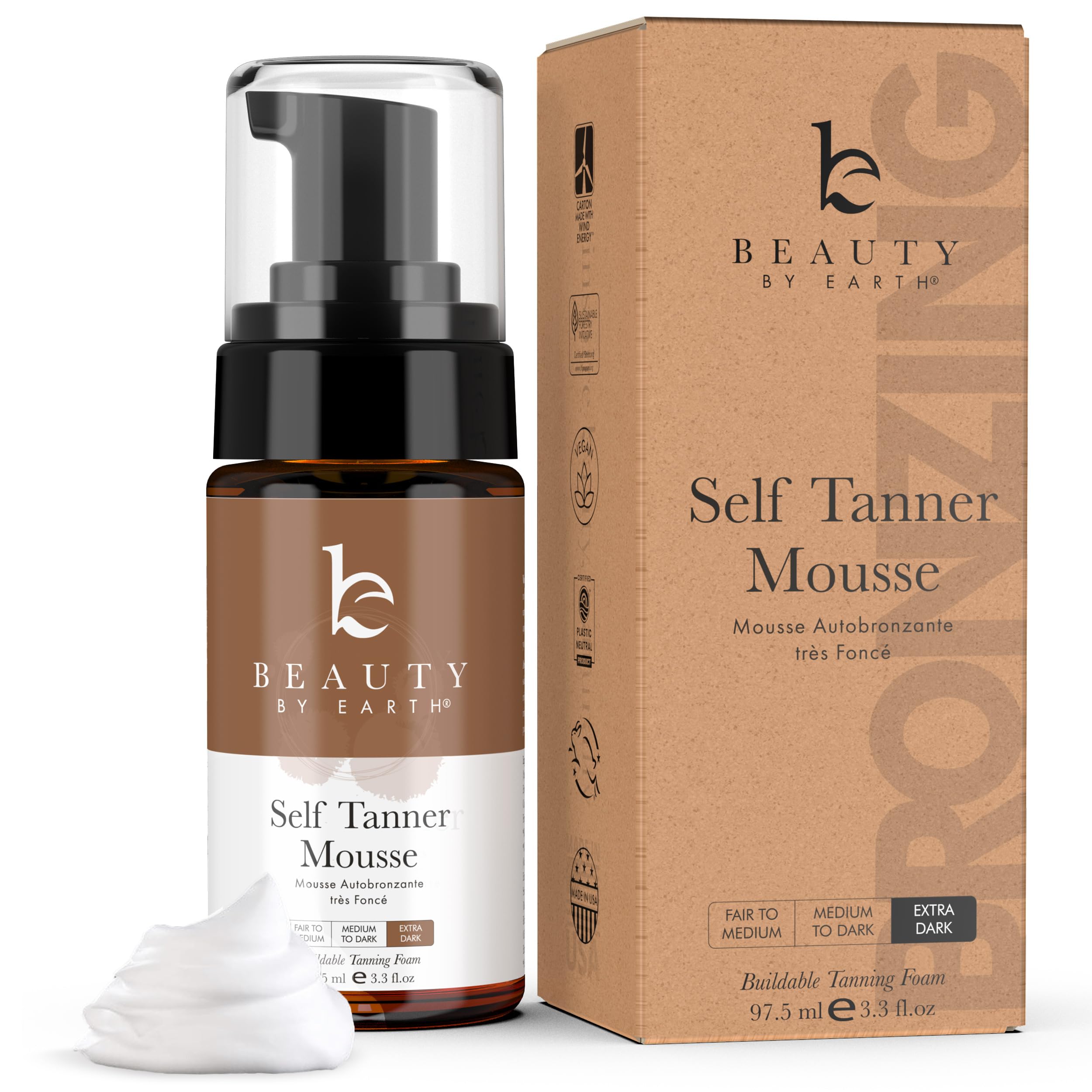 Self Tanner Tanning Mousse Kit - USA Made with Natural, Organic Ingredients - Beauty by Earth Official Product View 10