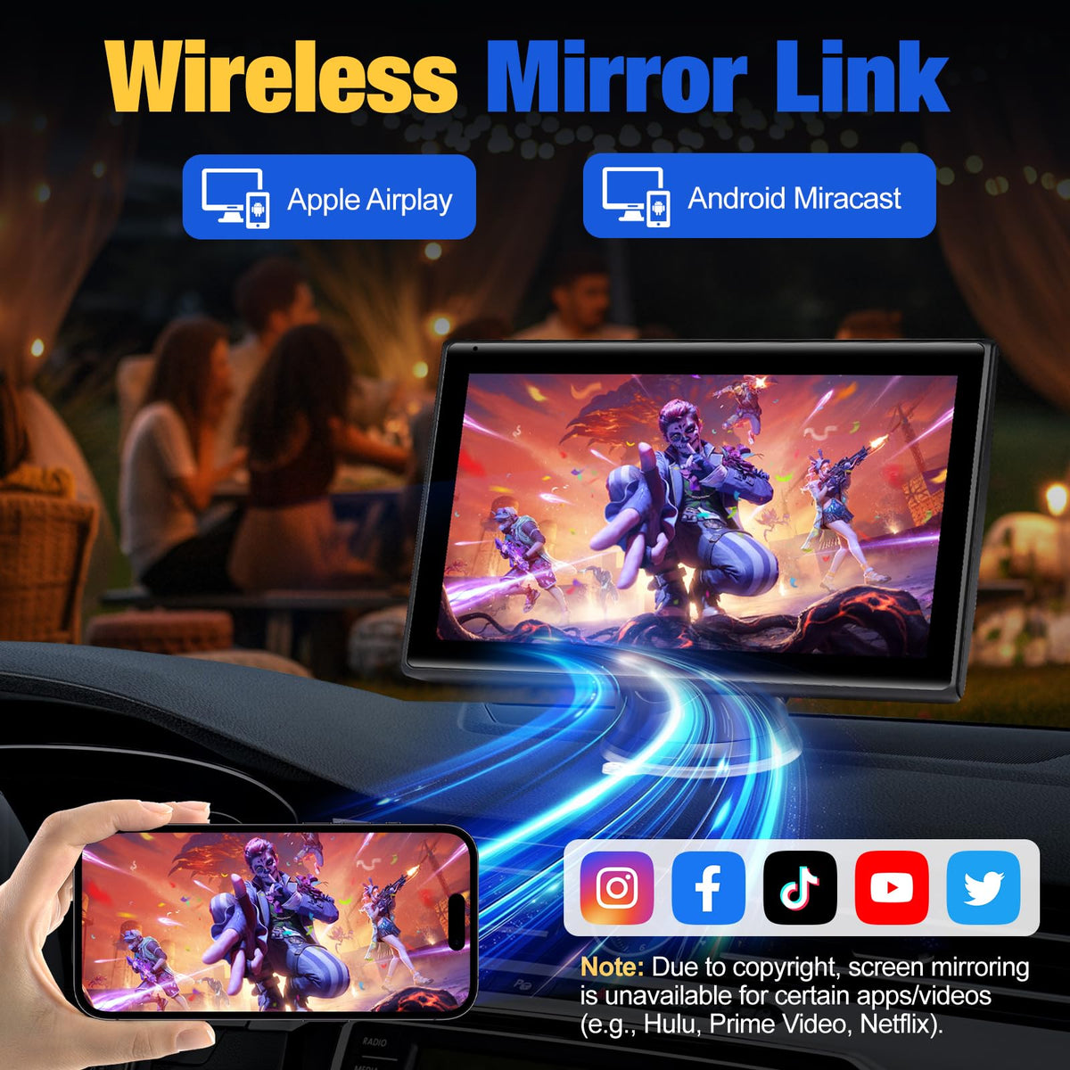 Carplay Screen for Car 7 inch Wireless Carplay Android Auto - YREVTM Official Imagery - 5