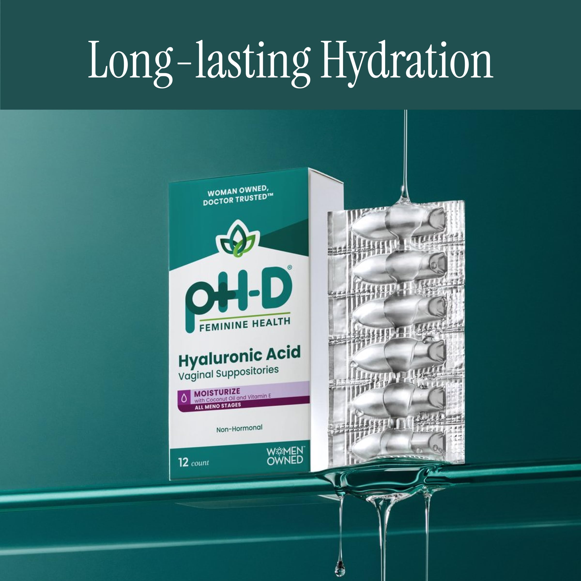 pH D Feminine Health Hyaluronic Acid Vaginal Suppositories - pH-D Feminine Health Support Official Imagery - 3