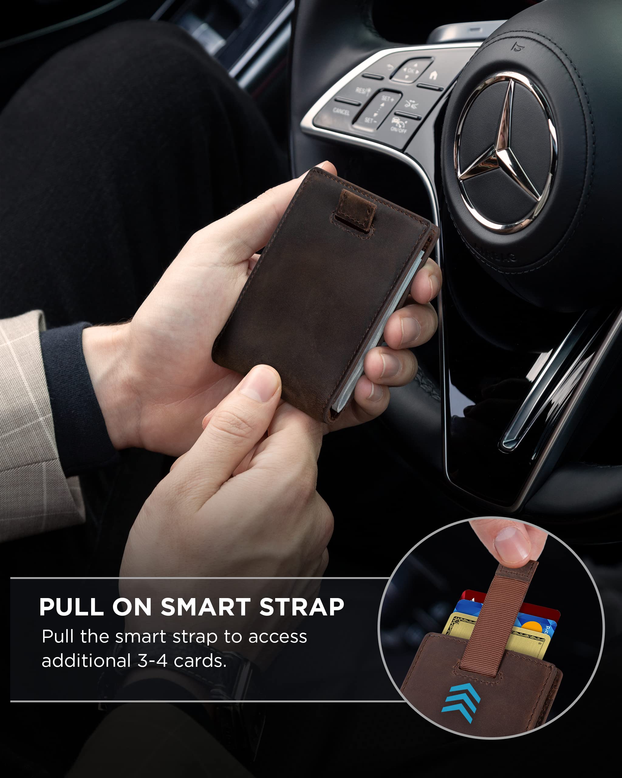 SERMAN BRANDS RFID Blocking Slim Bifold Leather Wallet for Men