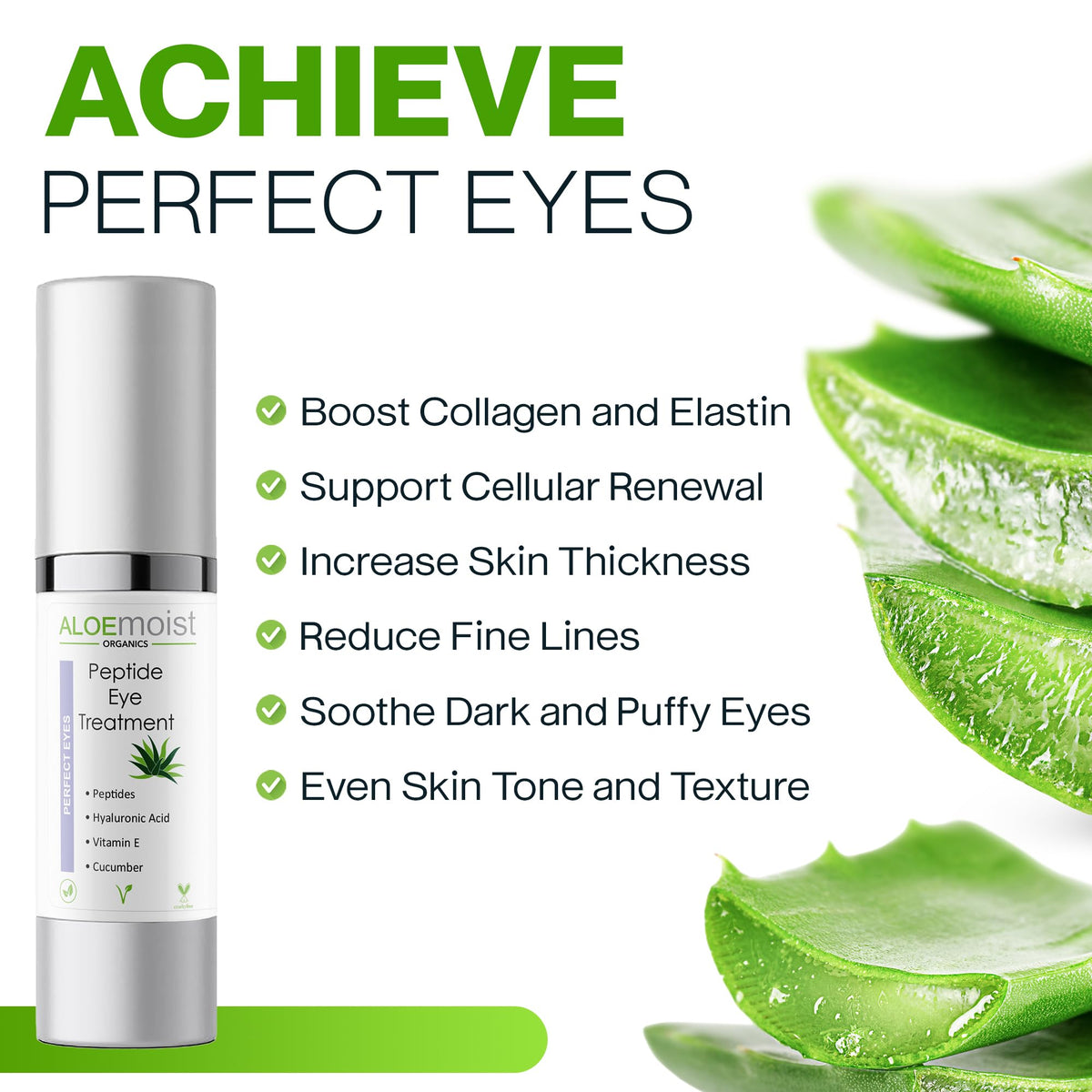 Peptide Eye Cream Anti Aging Hydrating Under Eye Cream For - AloeMoist Official Imagery - 4