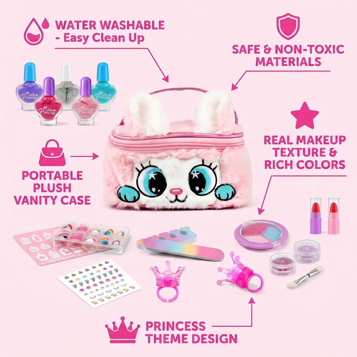 Kids Makeup Kit for Girls Washable Nail Polish Set with 1 - PANPAPA Official Imagery - 5
