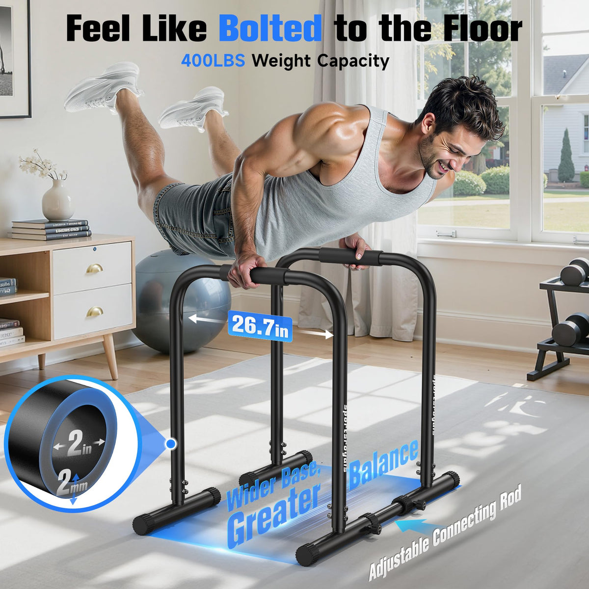 Sportsroyals Adjustable Dip Bar Station Heavy Duty - Sportsroyals Official Imagery - 3