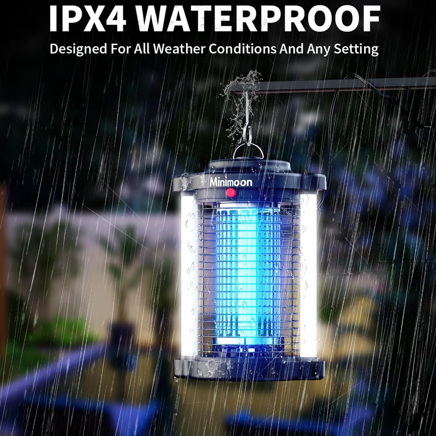Minimoon outdoor mosquito zapper with dual LED lights and upgraded design for effective insect trapping.