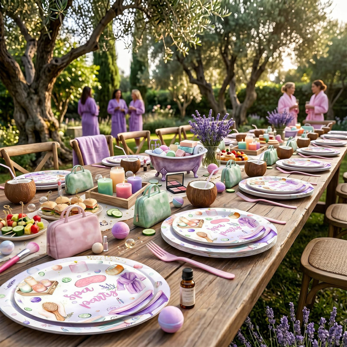 Spa Birthday Party Supplies for 40 Guests Spa Party Plates - SamPartyShop Official Imagery - 7
