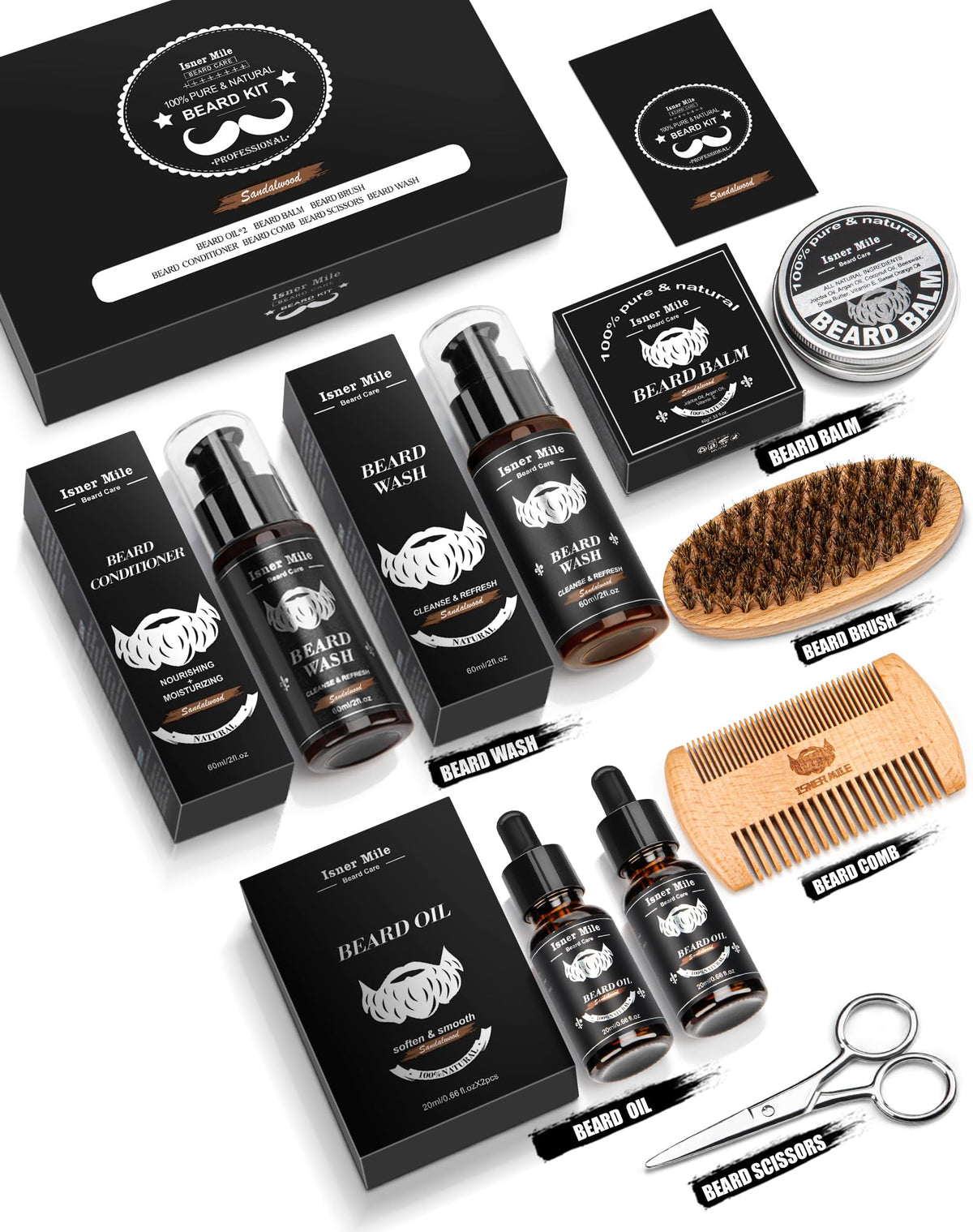 Beard Care Grooming Kit for Men Sandalwood Natural Beard - Comfy Mate Official Imagery - 8