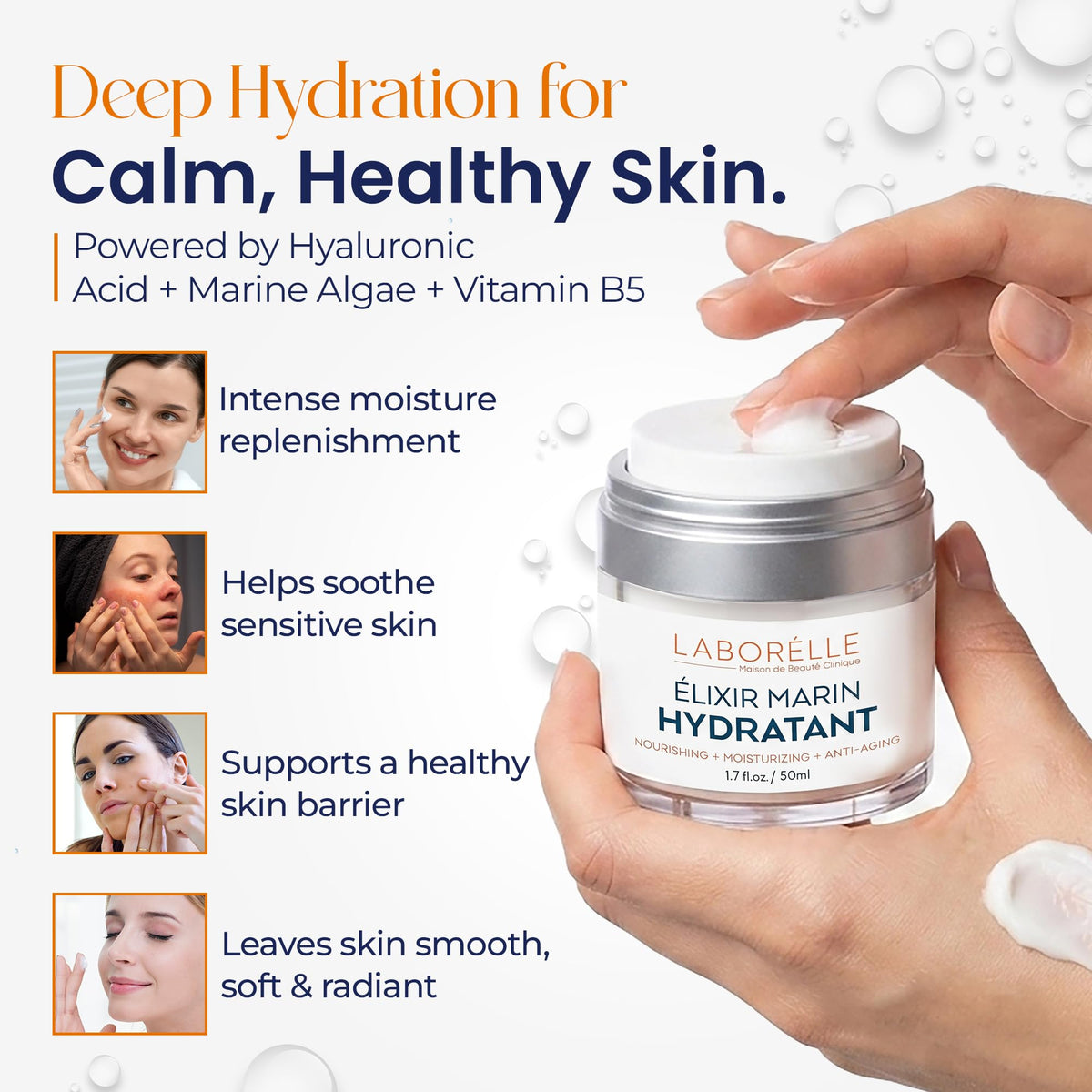 Hyaluronic Acid Face Moisturizer Deep Hydration Cream with - Laborélle Official Imagery - 5