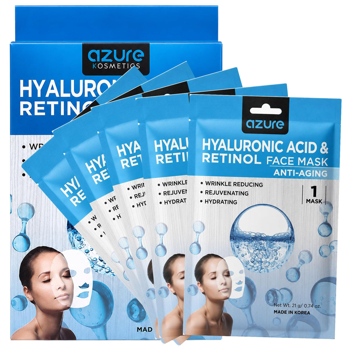 Retinol Hyaluronic Acid Firming Face Mask Dermatologist - Azure Cosmetics Official Product Imagery - 2