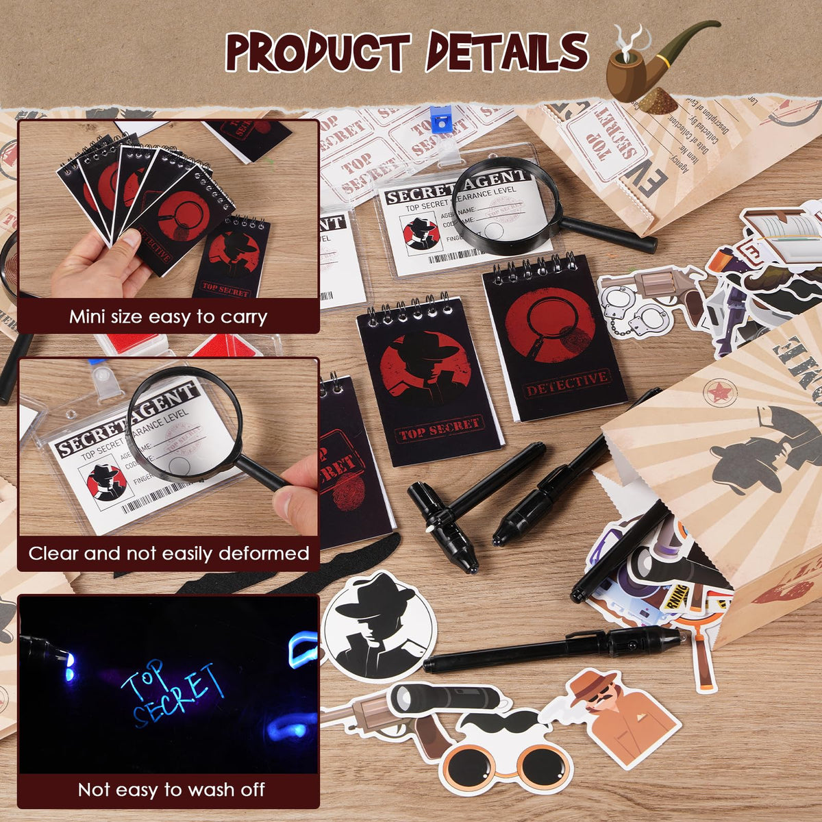 134Pcs Detective Party Favors Spy Kit Birthday Decorations - Vanblue Official Imagery - 6