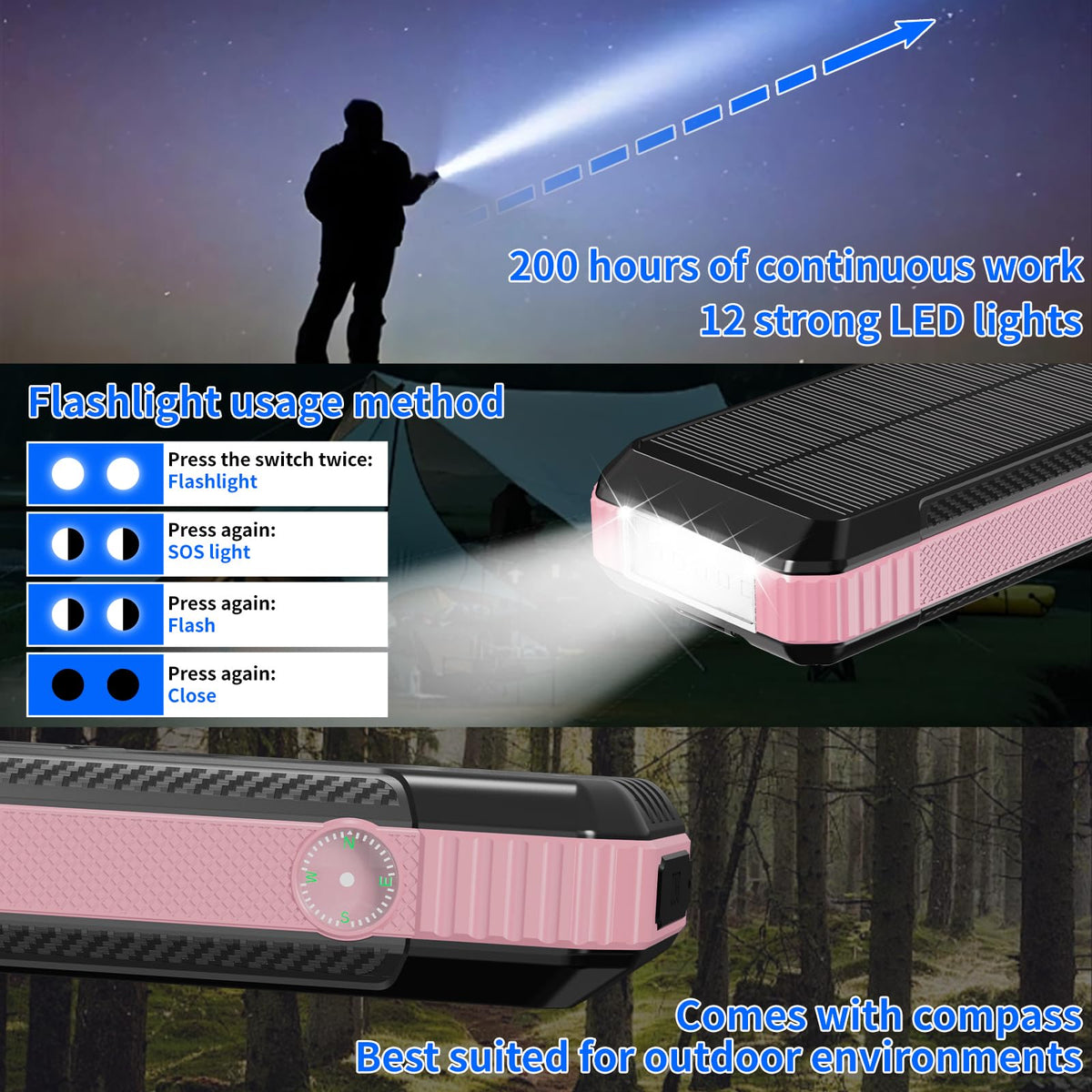 Solar Power Bank 49800mAh Portable Charger with Built in 4 - FCJZX Official Imagery - 8