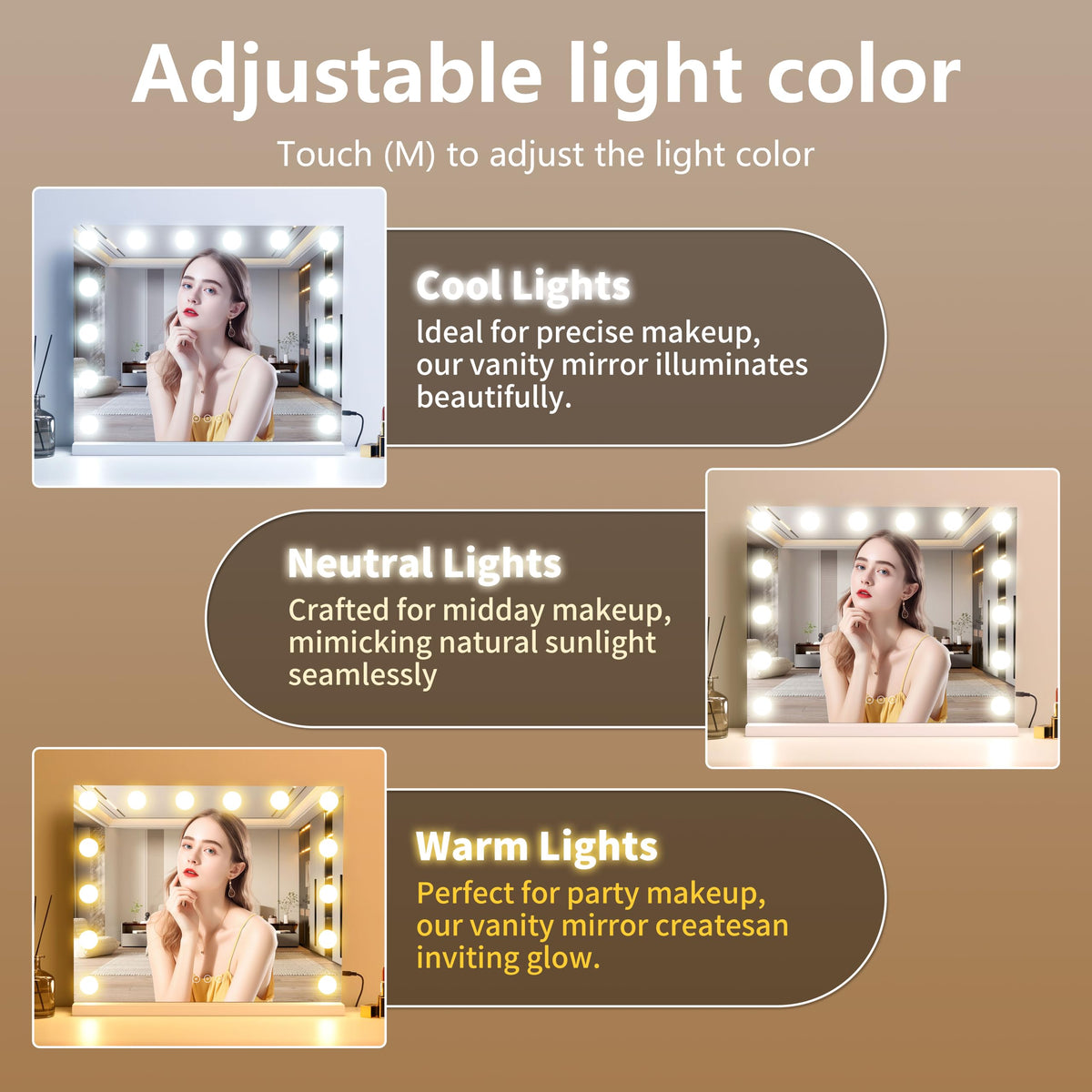 Vanity Mirror with Lights Lighted Makeup Mirror with - NUSVAN Official Imagery - 4