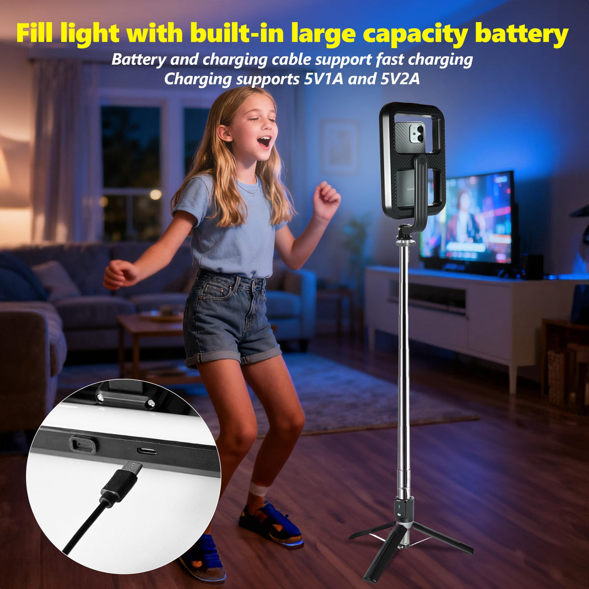 Foldable Selfie Light with Stand 54 Extendable Phone Holder - WEIIBDIE Official Imagery - 6