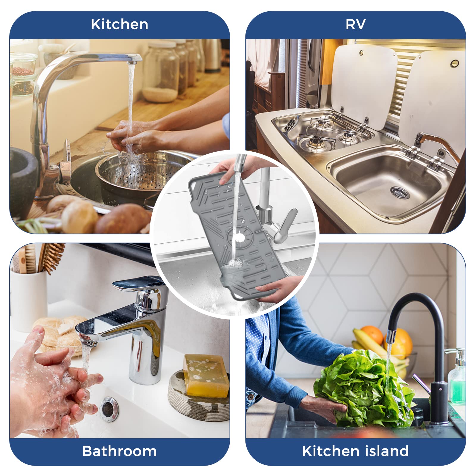 BFONS Silicone Faucet Handle Drip Catcher Drying Tray Mat Dish So by BFONS - Angle View 7