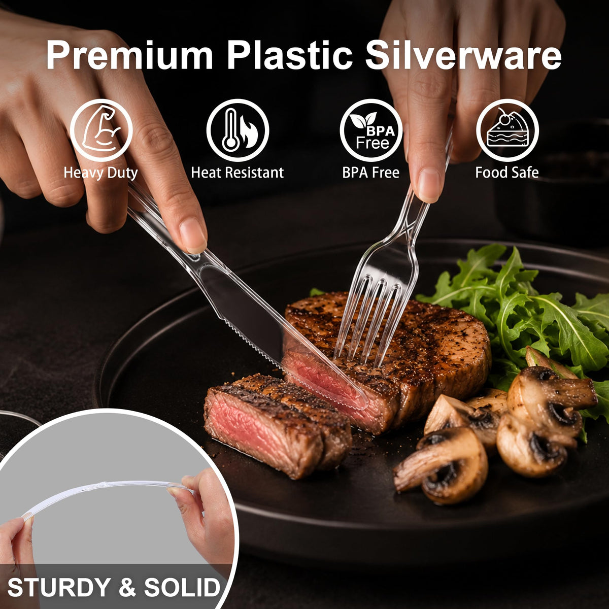 BYSNOW 360 Count Extra Heavy Duty Plastic Silverware - BYSNOW Official Imagery - 4