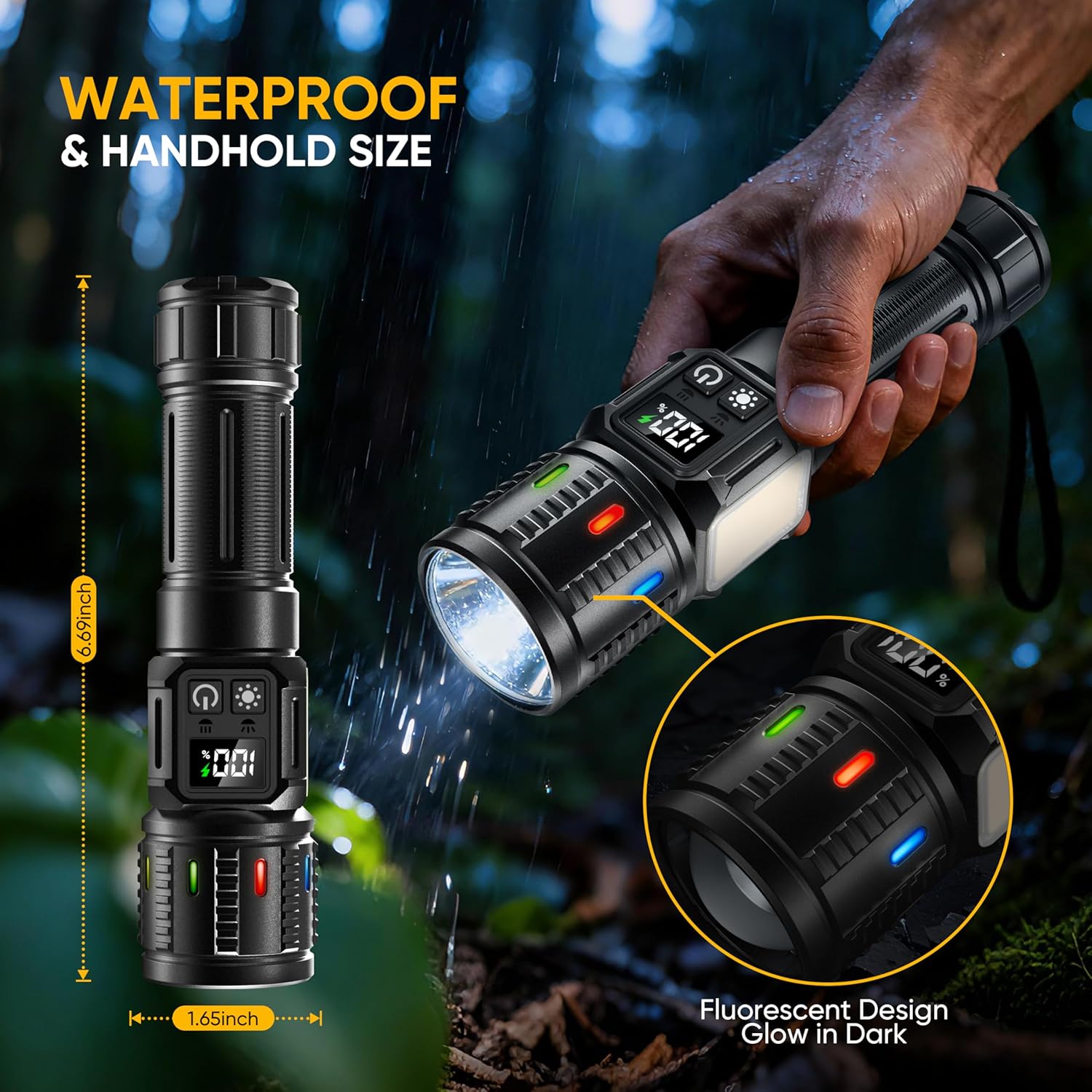 Lesusnicy rechargeable LED flashlight with high lumens, super bright light, and durable design for outdoor or emergency use.