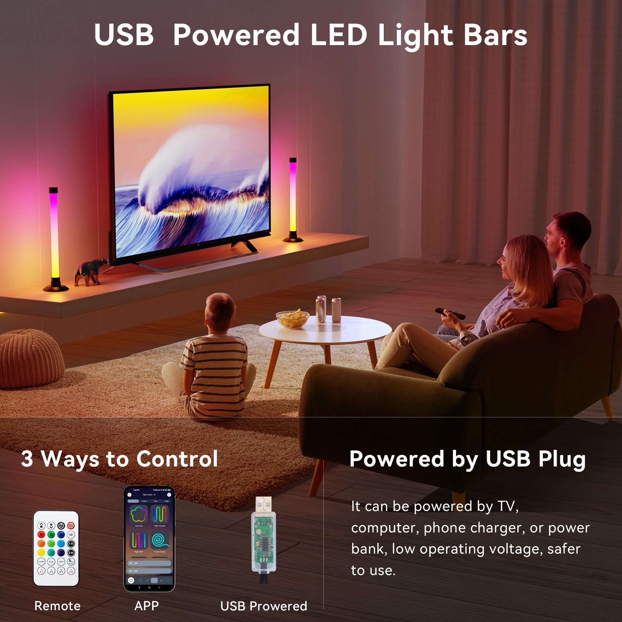 Ledagic IC+RGBW USB Powered Led Light Bar with App & Remote Contr - Ledagic Official Product View 2