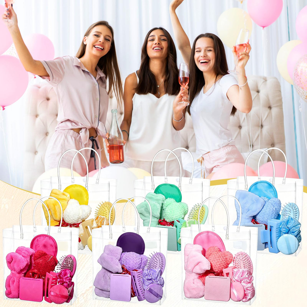54 Pcs Spa Sleepover Party Supplies Include Bow Headband Eye - Suncalla Official Imagery - 7