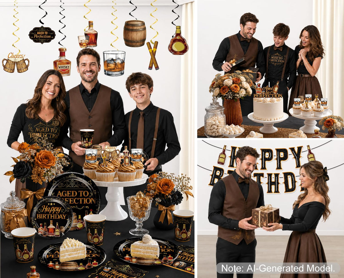 212PCS Aged to Perfection Birthday Decorations Men Serves 25 - Yingoto Official Imagery - 8