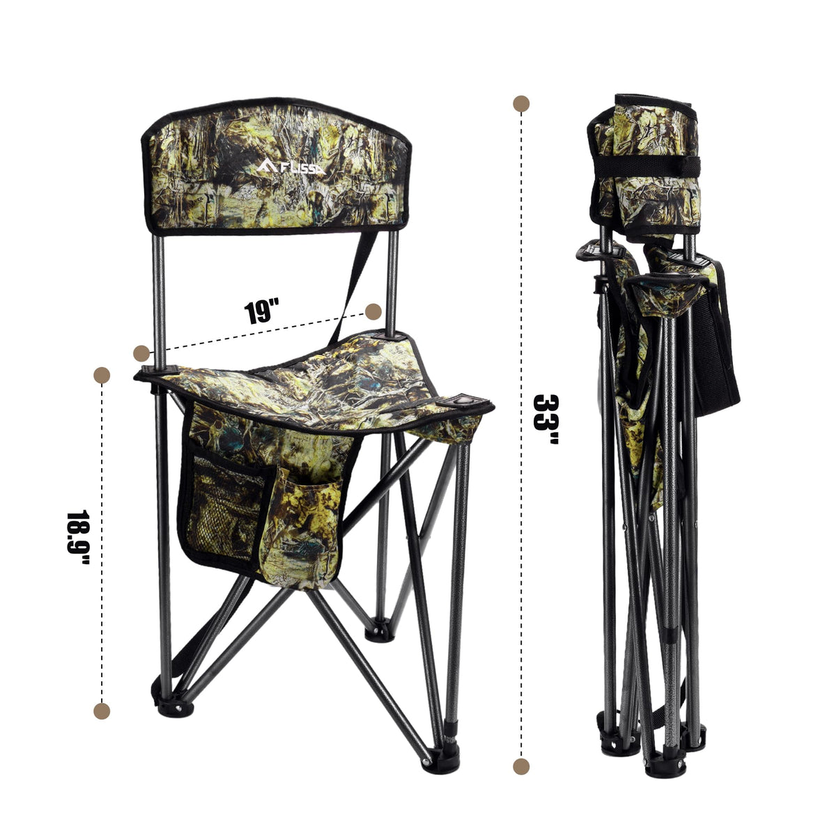 FLISSA Hunting Chair with Backrest Folding Tripod Hunting - FLISSA Official Imagery - 4
