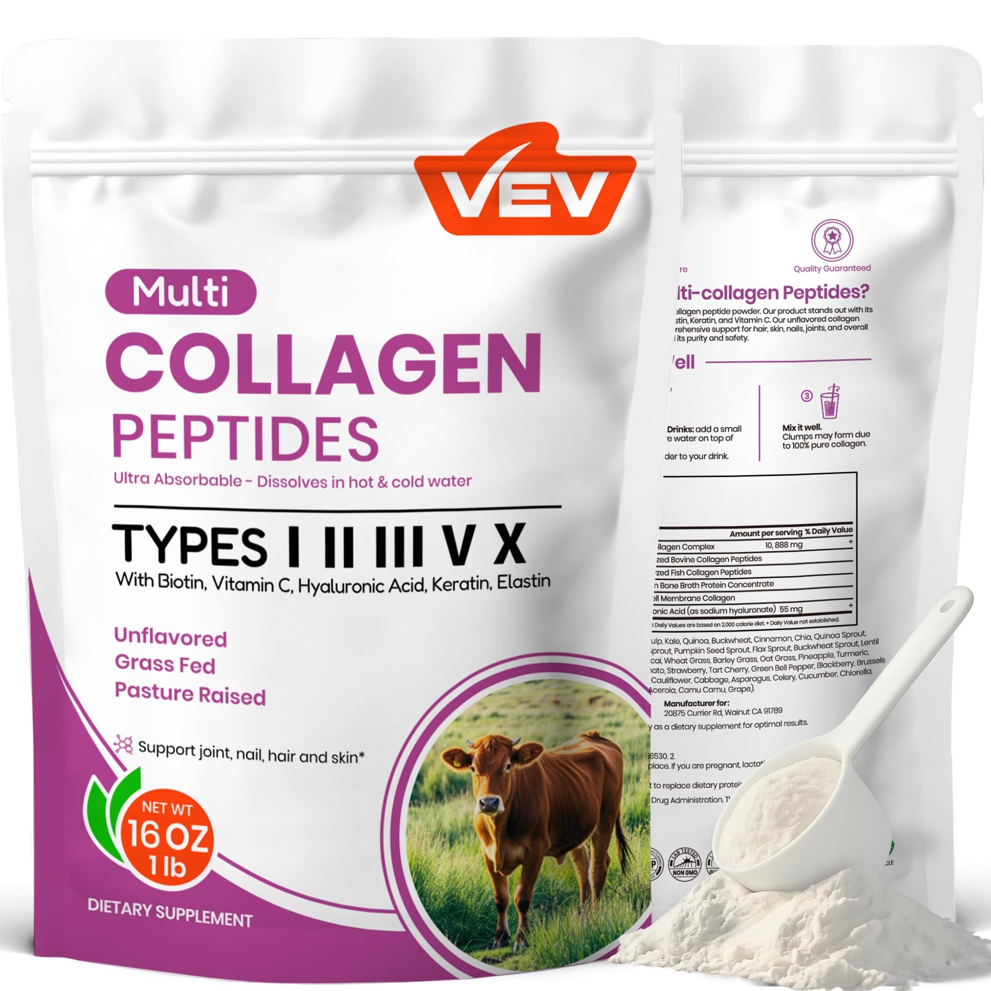 VEV Multi Collagen Peptides Powder Types I II III V X 41 - VEV Official Imagery - 1