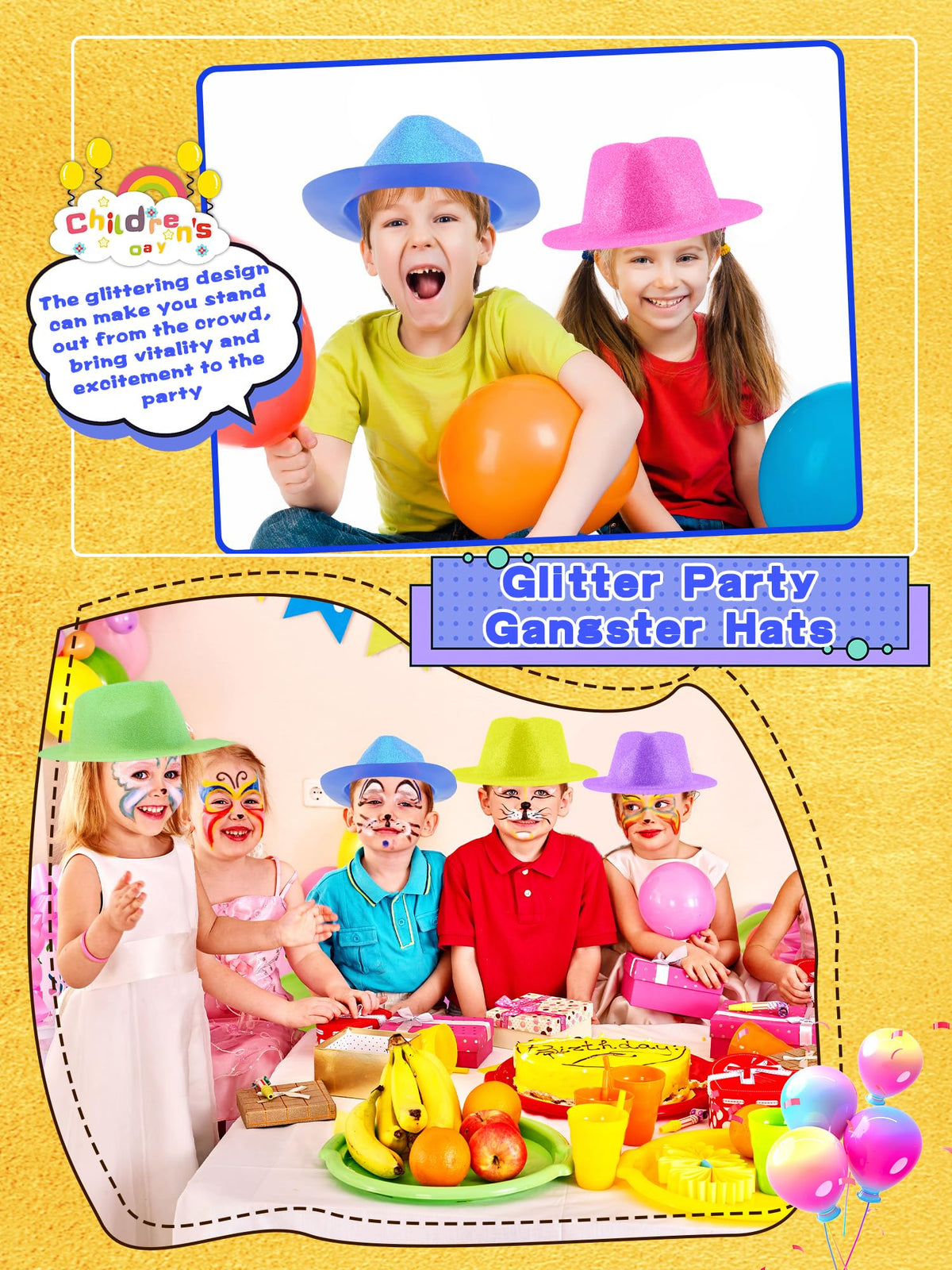 24 Pcs Neon Party Hats Bulk Plastic Fedora Party Hats - SGBETTER Official Imagery - 4