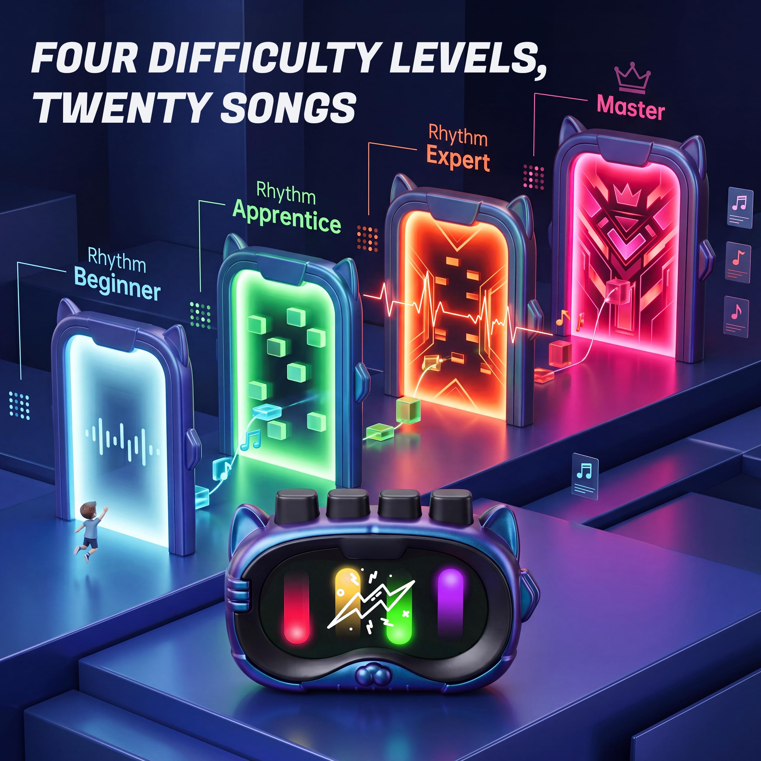 SMILESSKIDDO Music Rhythm Flick Smart Electronic Handheld Game, Blue - SMILESSKIDDO Official Product View 4