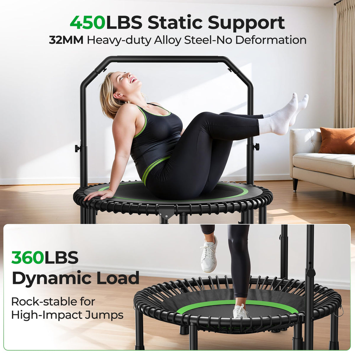BCAN BT2 40 48 Rebounder Trampoline for Adults Indoor 450 - BCAN Official Imagery - 5