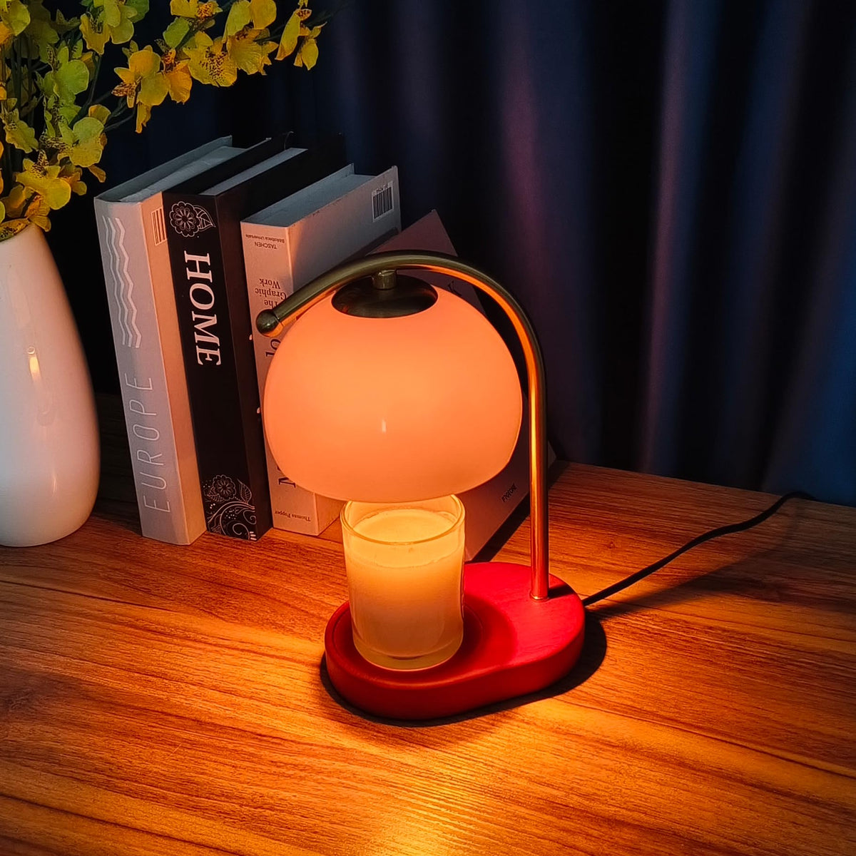 FCTWAKS Mid Century Pink Glass Candle Warmer Lamp with Timer - FCTWAKS Official Imagery - 7