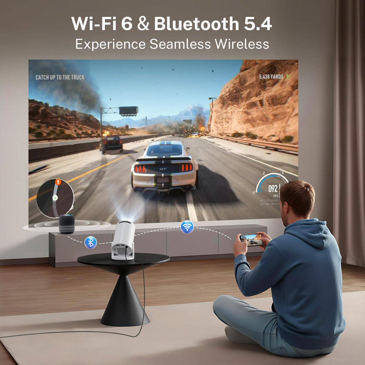 Mini Projector with Wi Fi 6 Bluetooth 5 4 1080P 4K Support - WEMI Official Imagery - 8