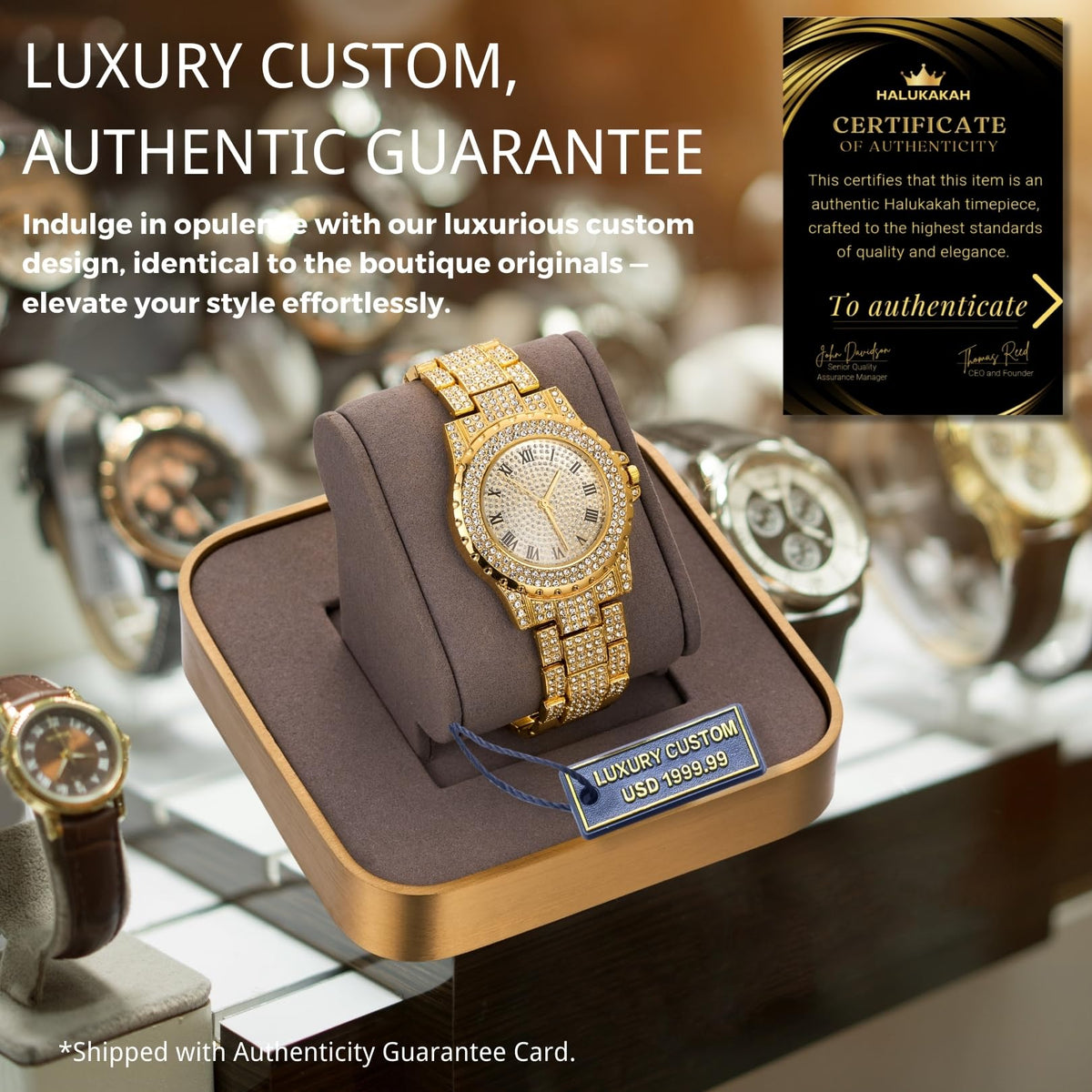 Halukakah Diamonds Gold Watch Iced Out Men s 18K Real Gold - Halukakah Official Imagery - 8
