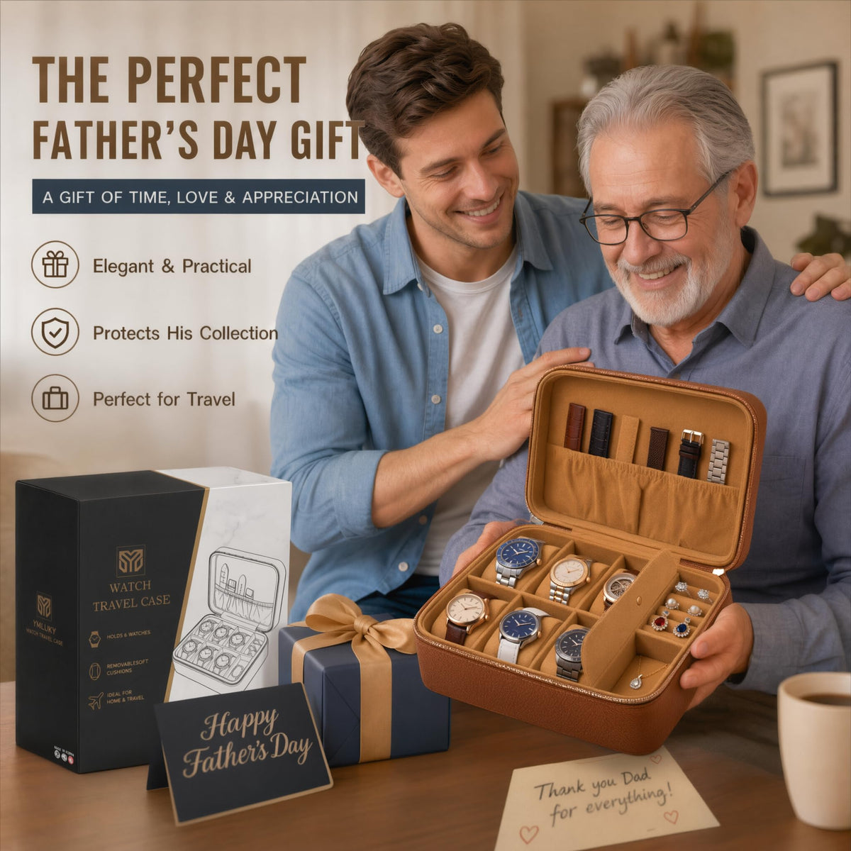 6 Slot Travel Watch Box Portable Organizer Gifts for Men - YMluky Official Imagery - 7