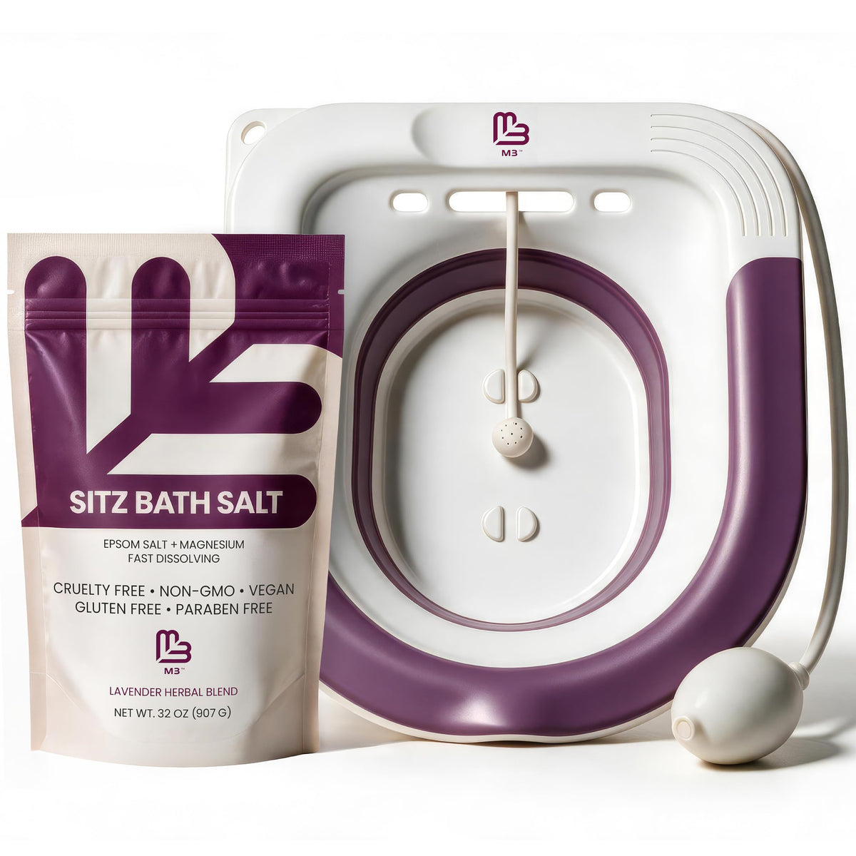 M3 Sitz Bath Sitz Bath Salt Kit for Postpartum Hemorrhoid - M3 Naturals Official Imagery - 1