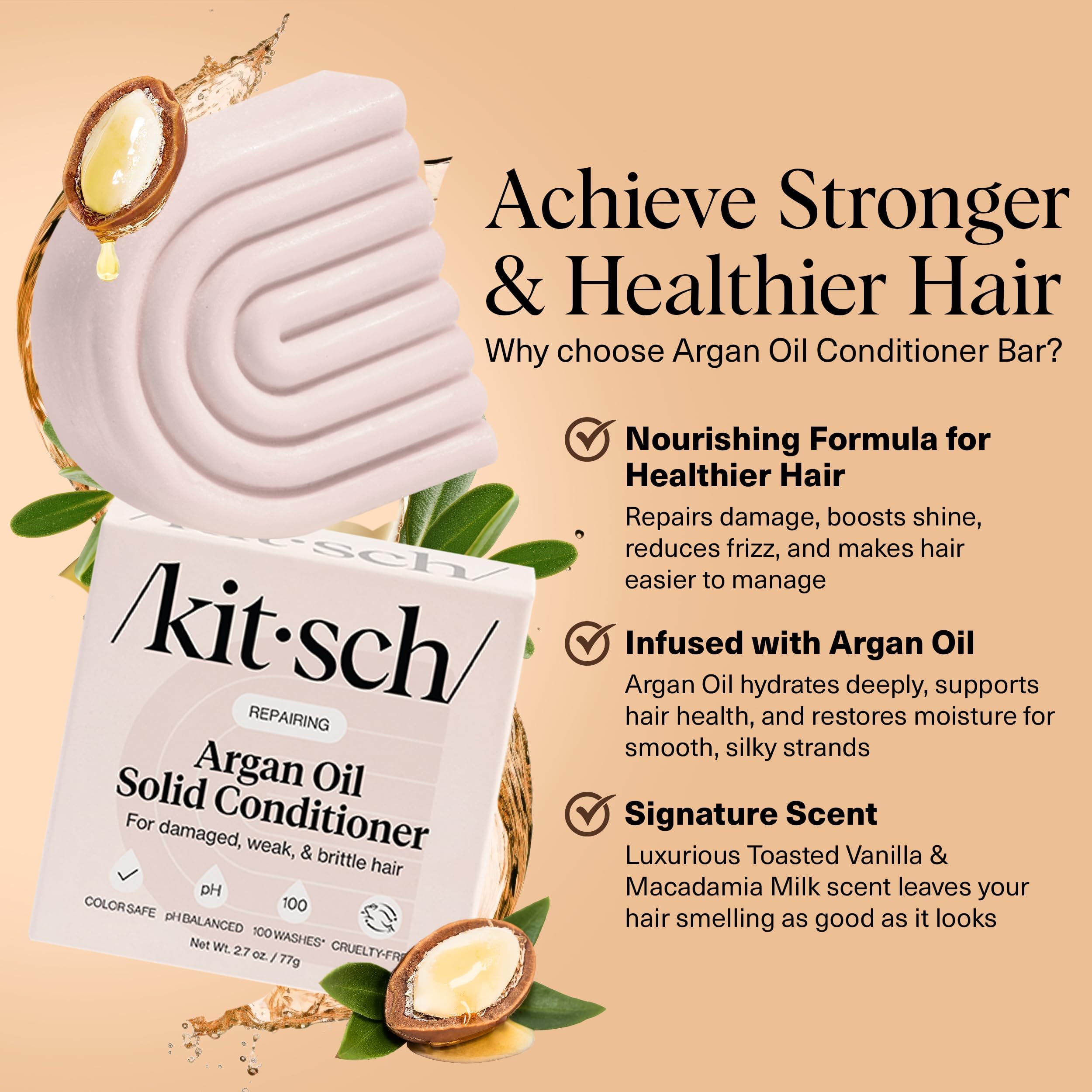 Kitsch Argan Oil Conditioner Bar Soap for Hair Growth – , 2 - Kitsch Official Product View 3