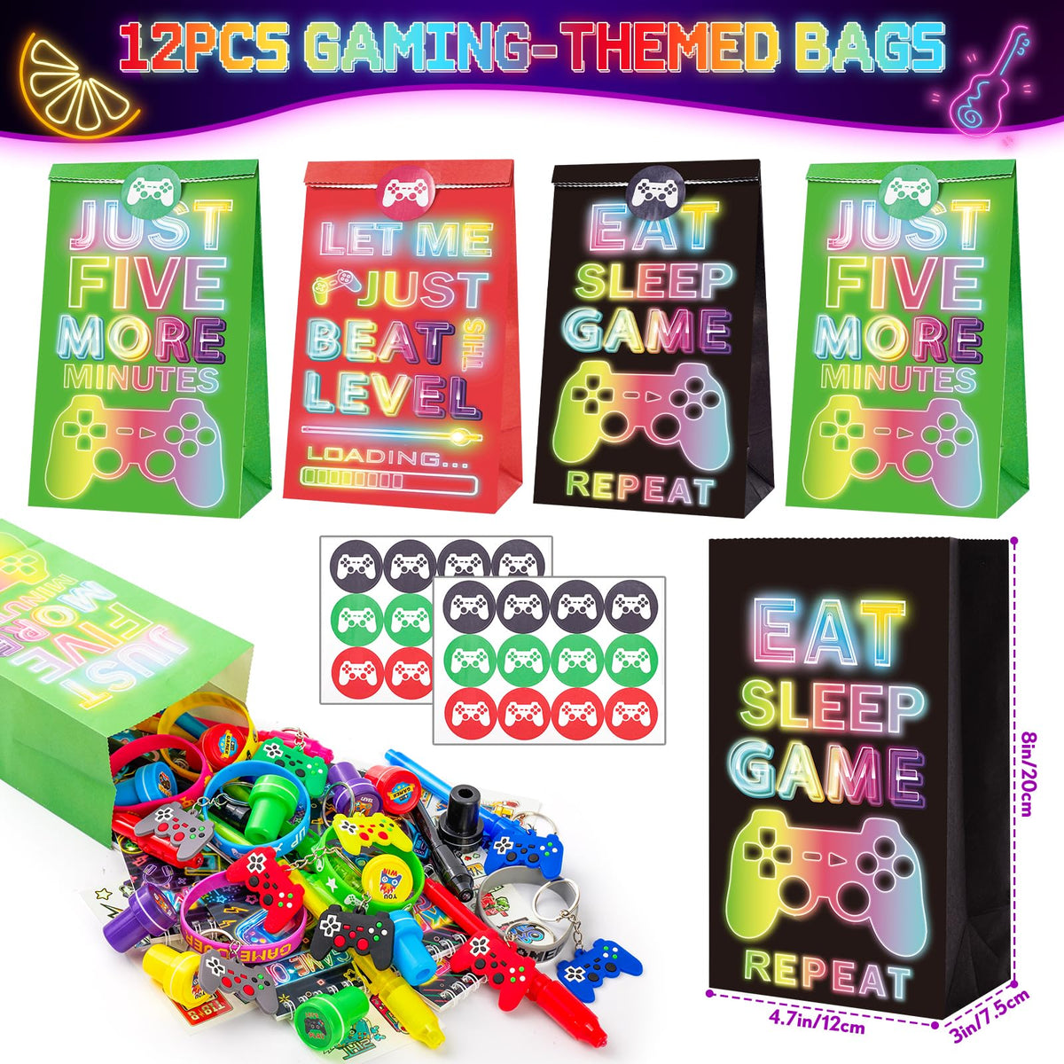 SNLN Video Game Party Favors Gamer Birthday Supplies Kids - SNLN Official Imagery - 6