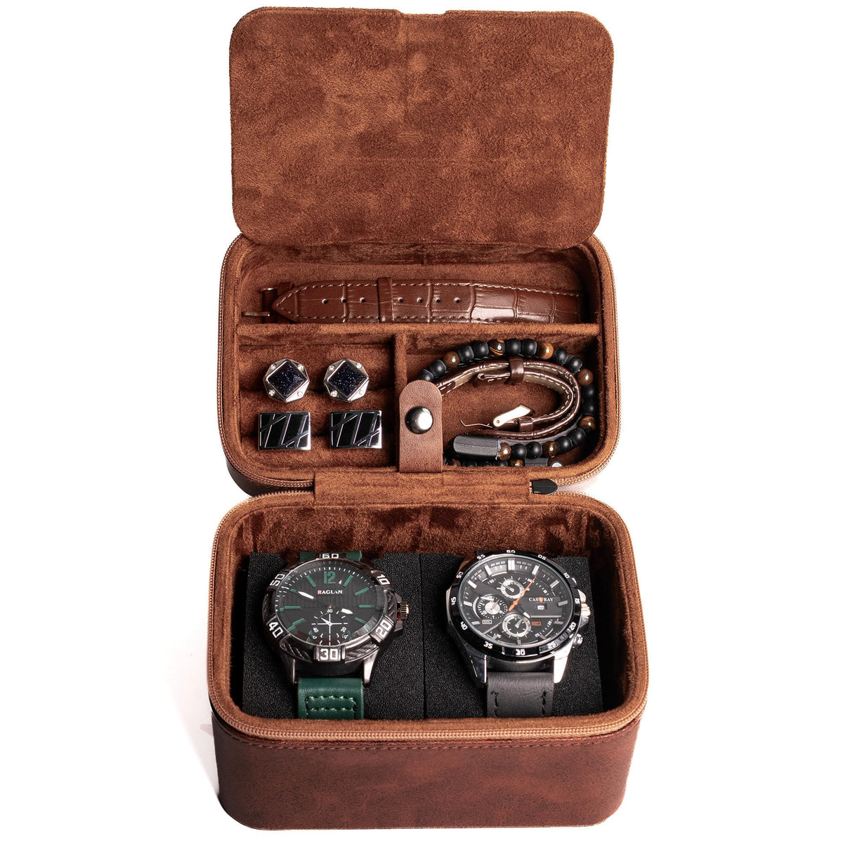 2 slot watch travel case organizer hard watch travel box - AUKURA Official Imagery - 6