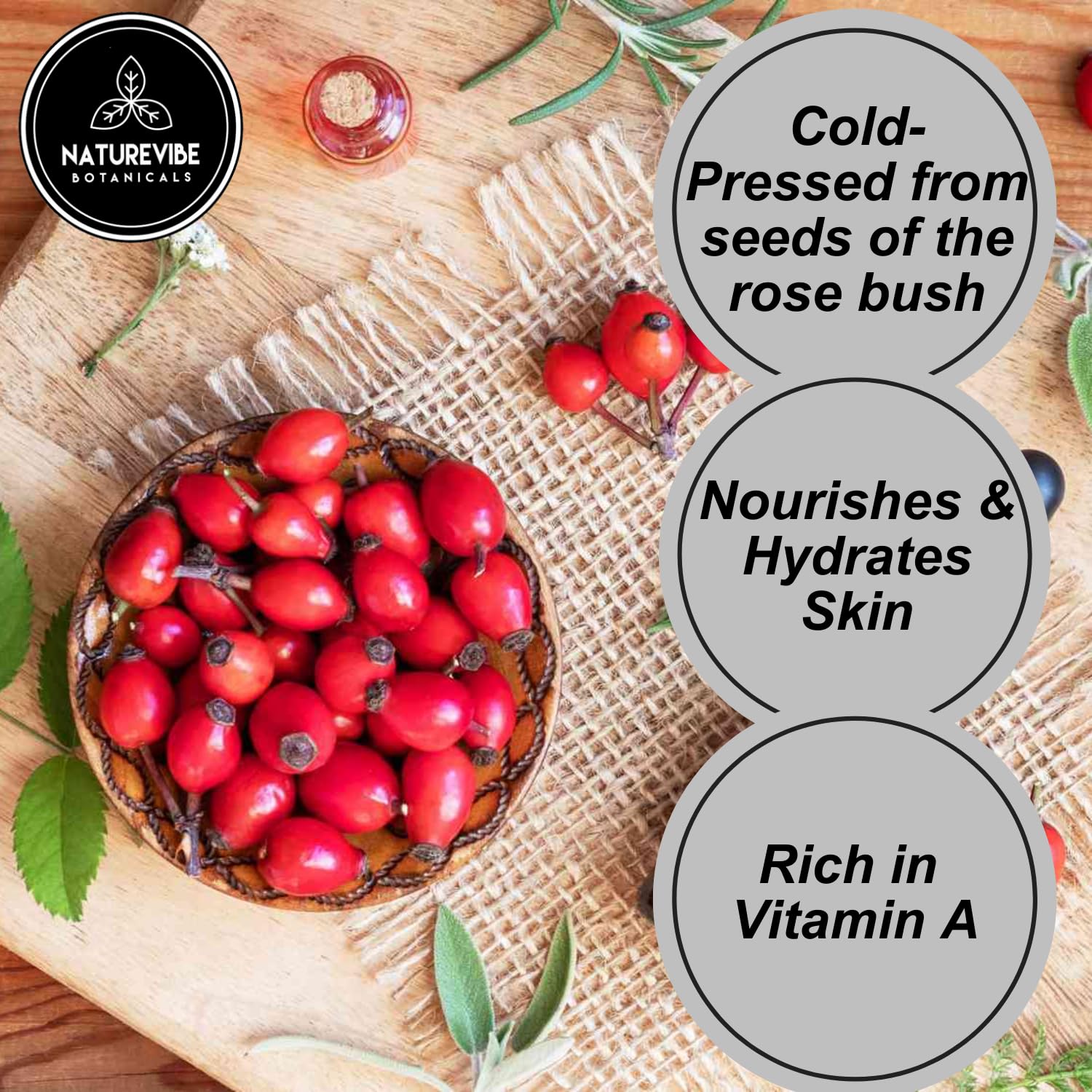 Naturevibe Botanicals Rosehip Oil 32 Ounces - 100% Pure and Natural Great for Skin C - Naturevibe Botanicals Official Product View 3