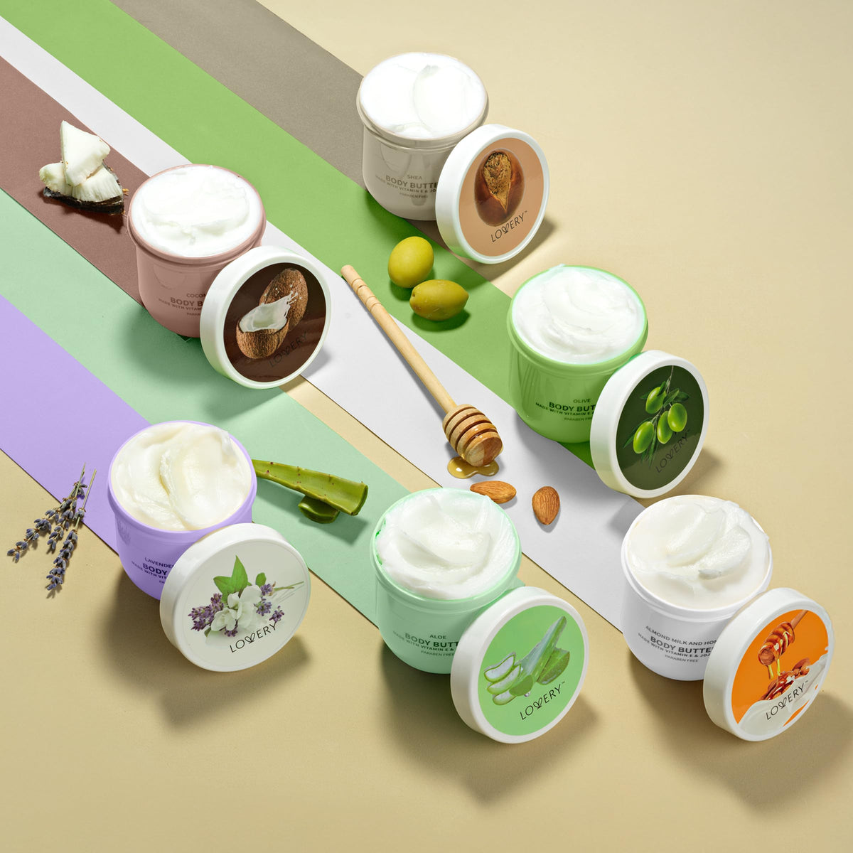Body Butter for Women Gift Set 6 Whipped Body Creams W Shea - LOVERY Official Imagery - 4