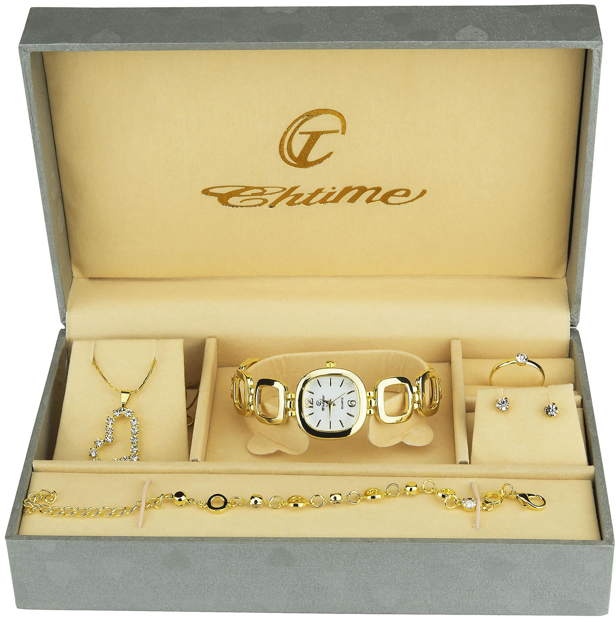 Gift Set Women s Watch gold Jewelry set Necklace Ring - BELLOS Official Imagery - 1