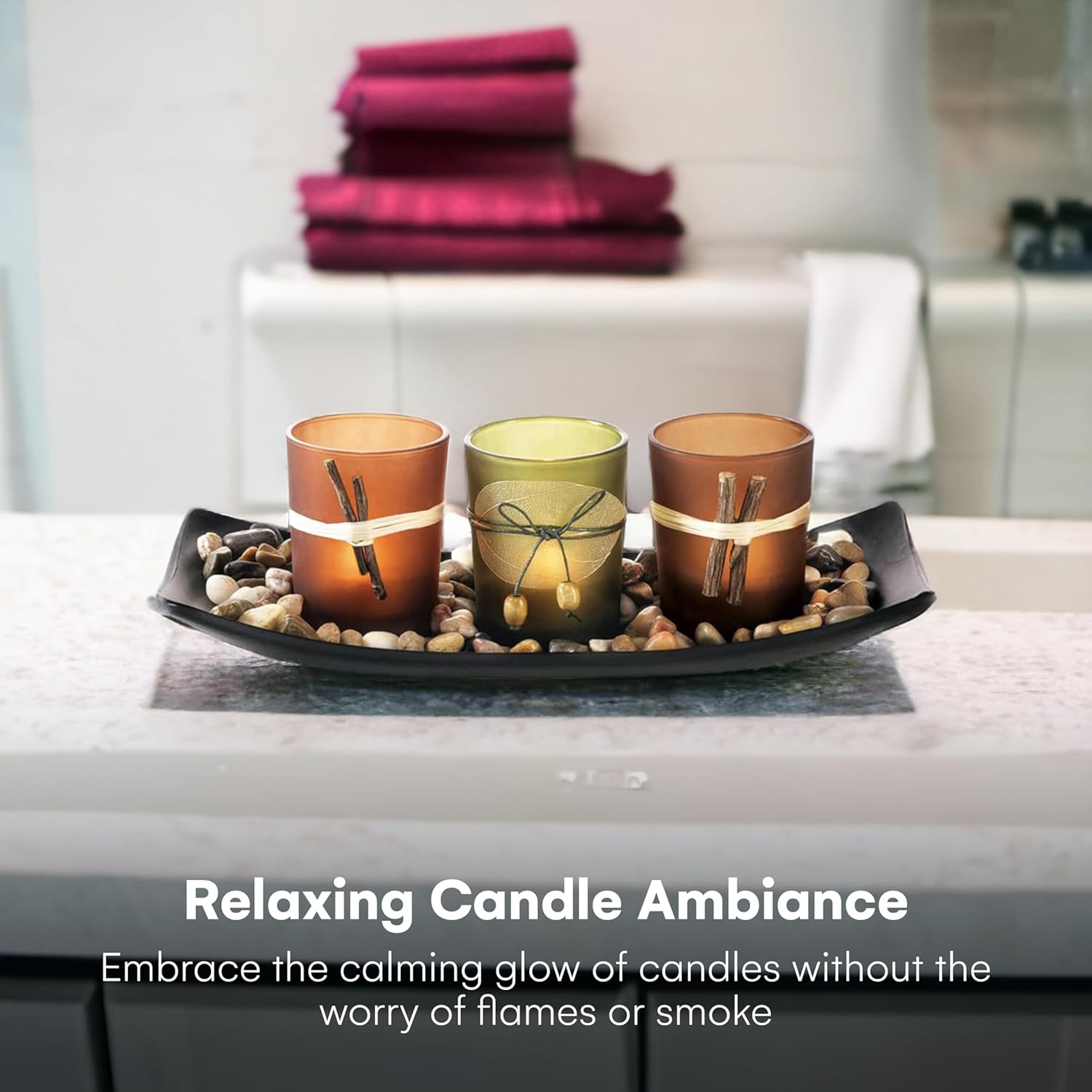 Dawhud Direct vintage-style decorative votive candle holders with flameless candles for elegant home decor.