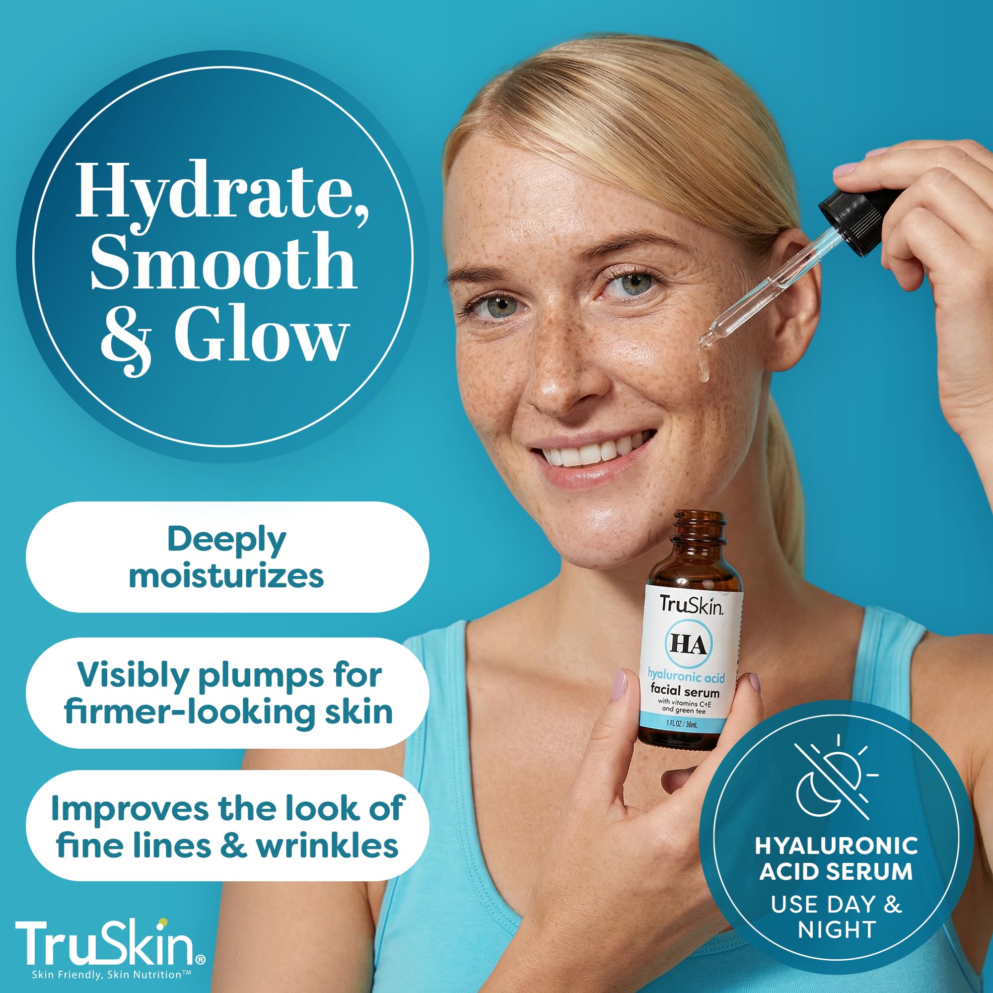 TruSkin Hyaluronic Acid Serum for Face for Hydrated, Plumper Skin, 1 fl oz - TruSkin Official Product View 4