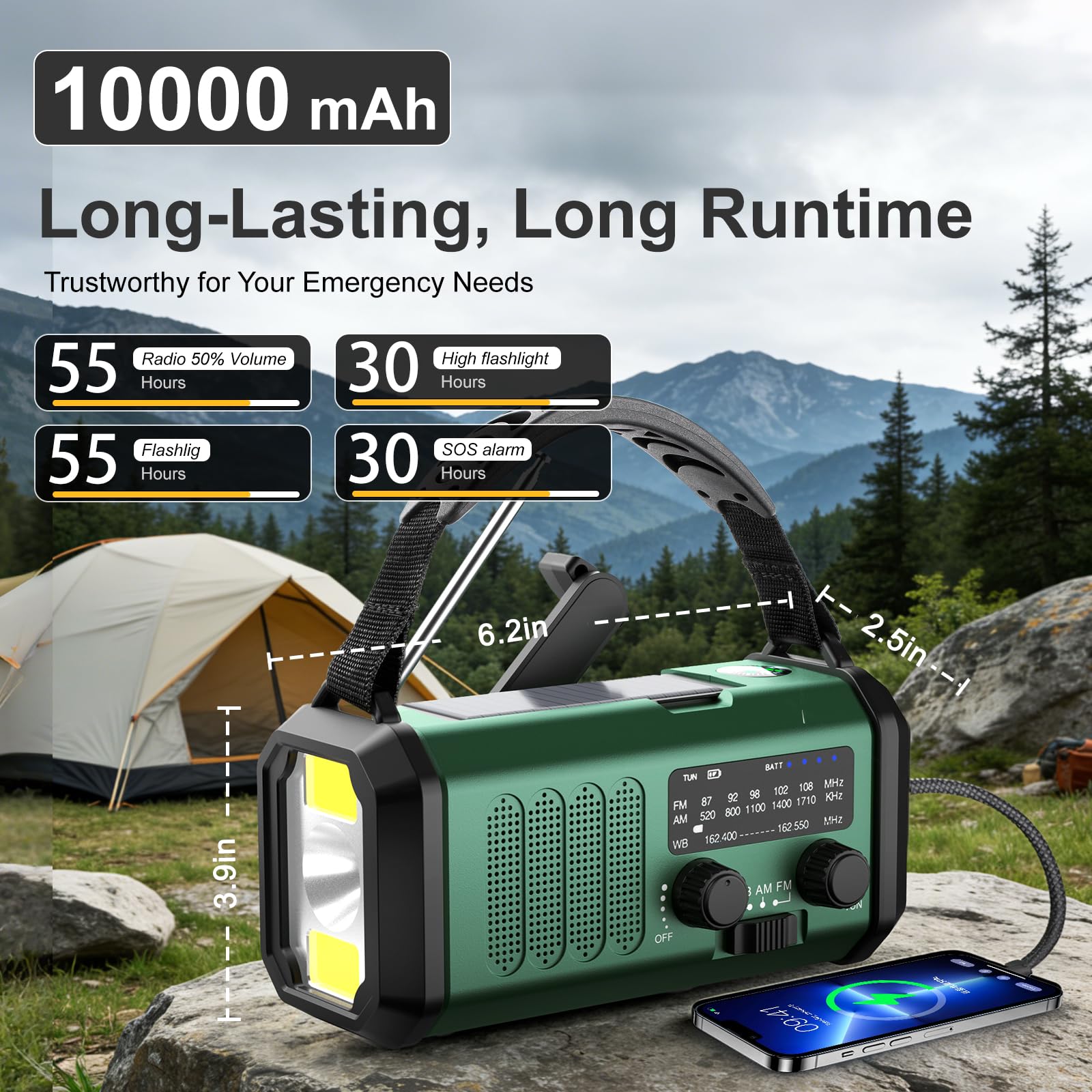 Leaton Hand Crank Emergency Radio, NOAA Weather Radio AM/FM,10000 by Leaton - Angle View 8